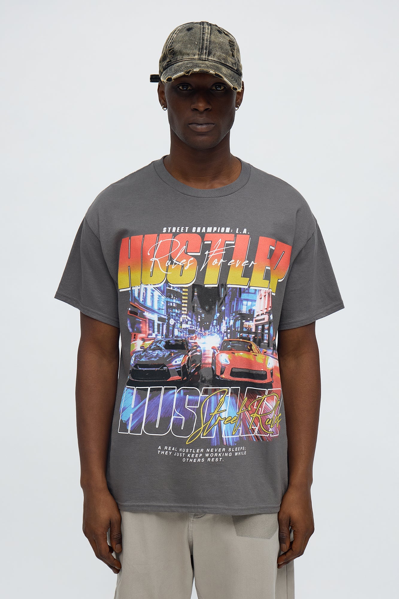 Hustler Tune Oversized Short Sleeve Tee - Charcoal