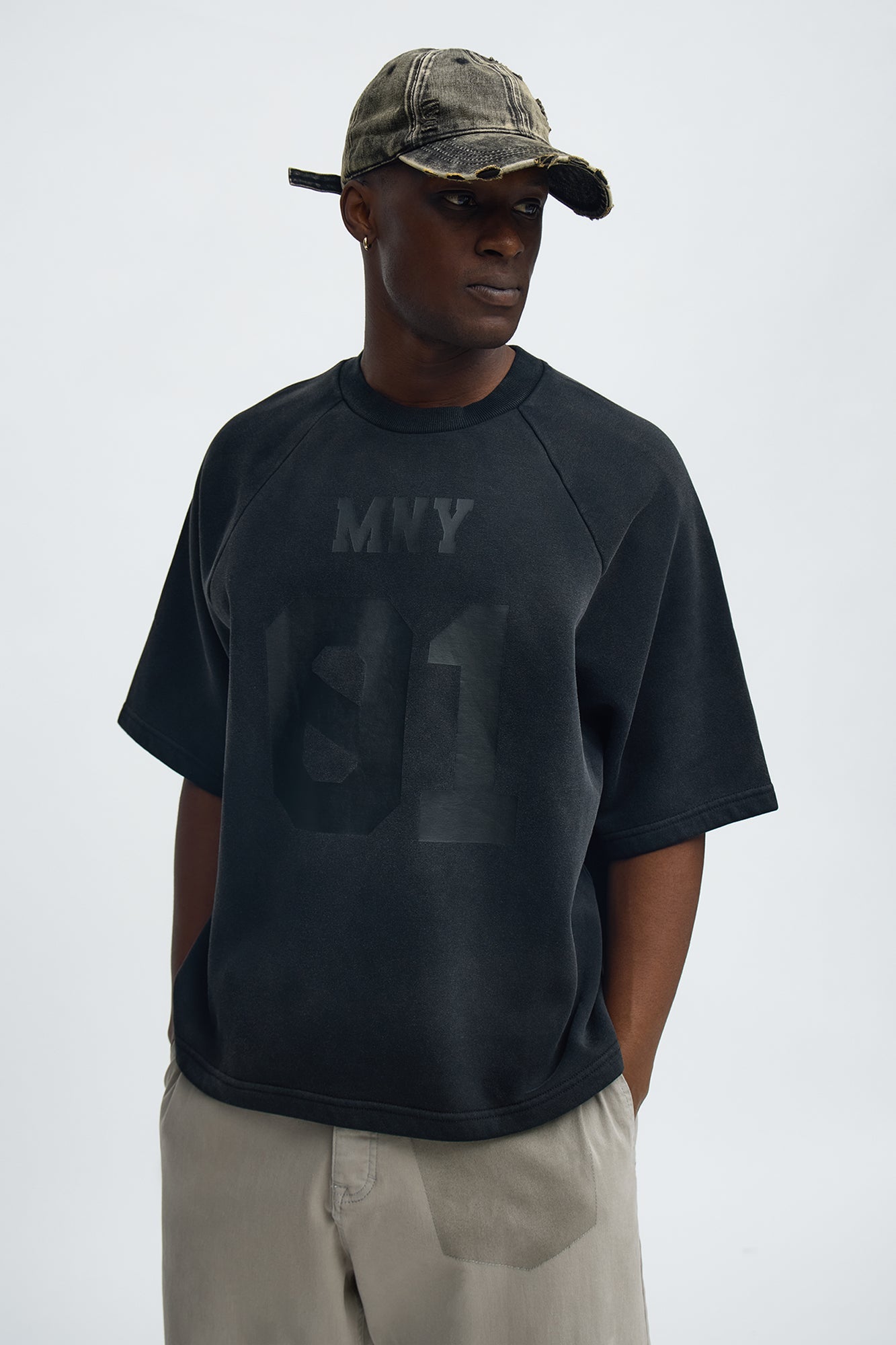 Money Short Sleeve Raglan Sweatshirt - Black