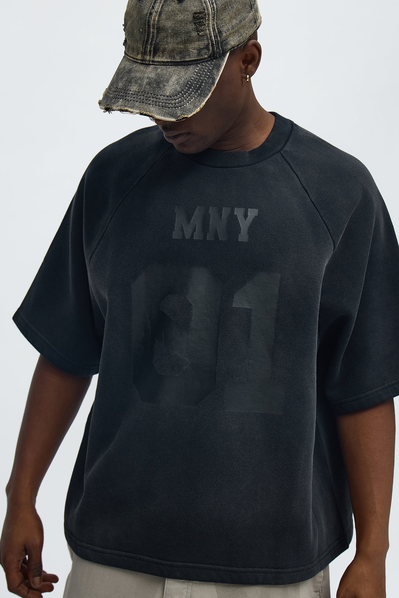 Money Short Sleeve Raglan Sweatshirt - Black