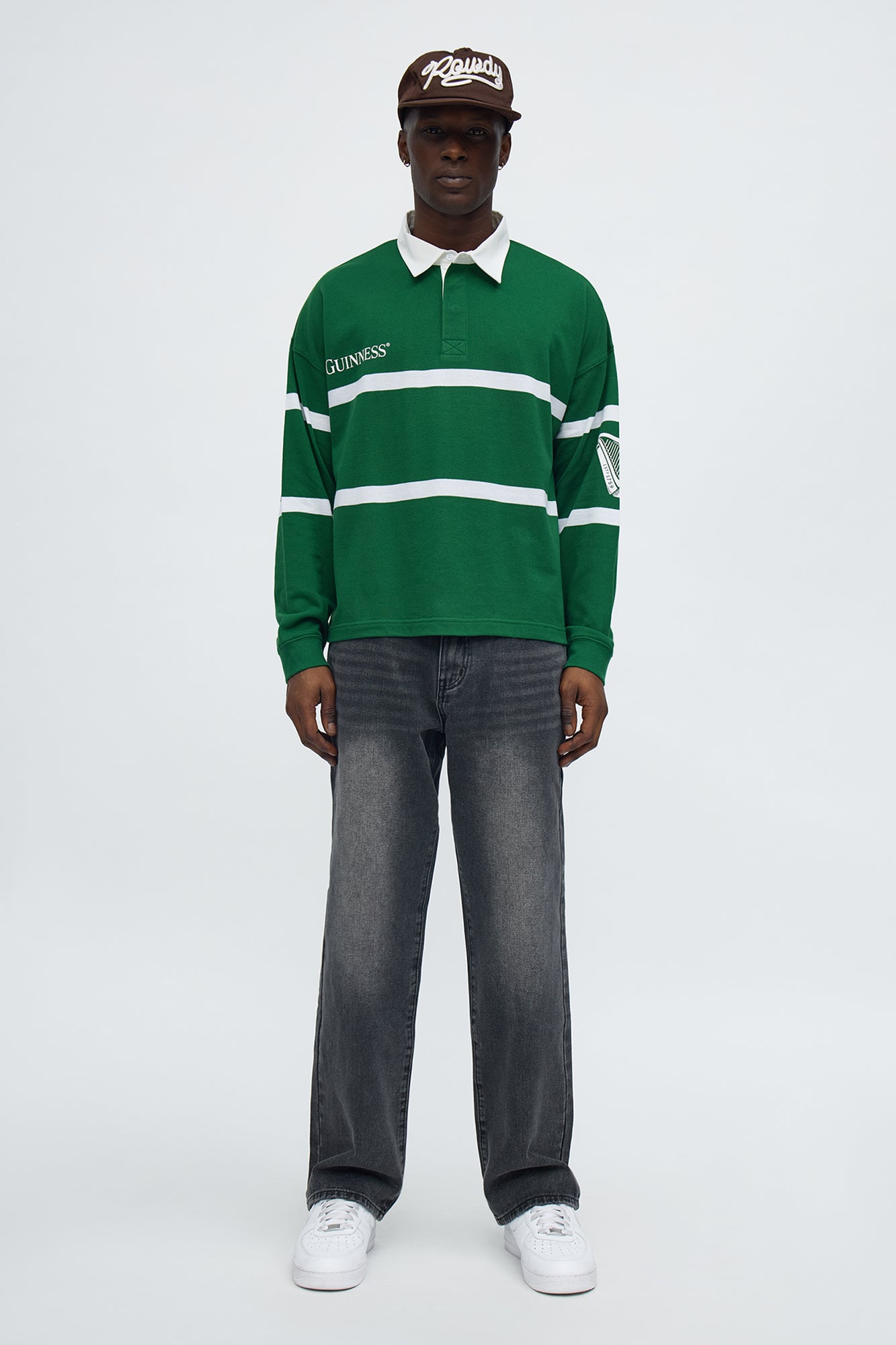 Guinness Long Sleeve Polo - Green/combo