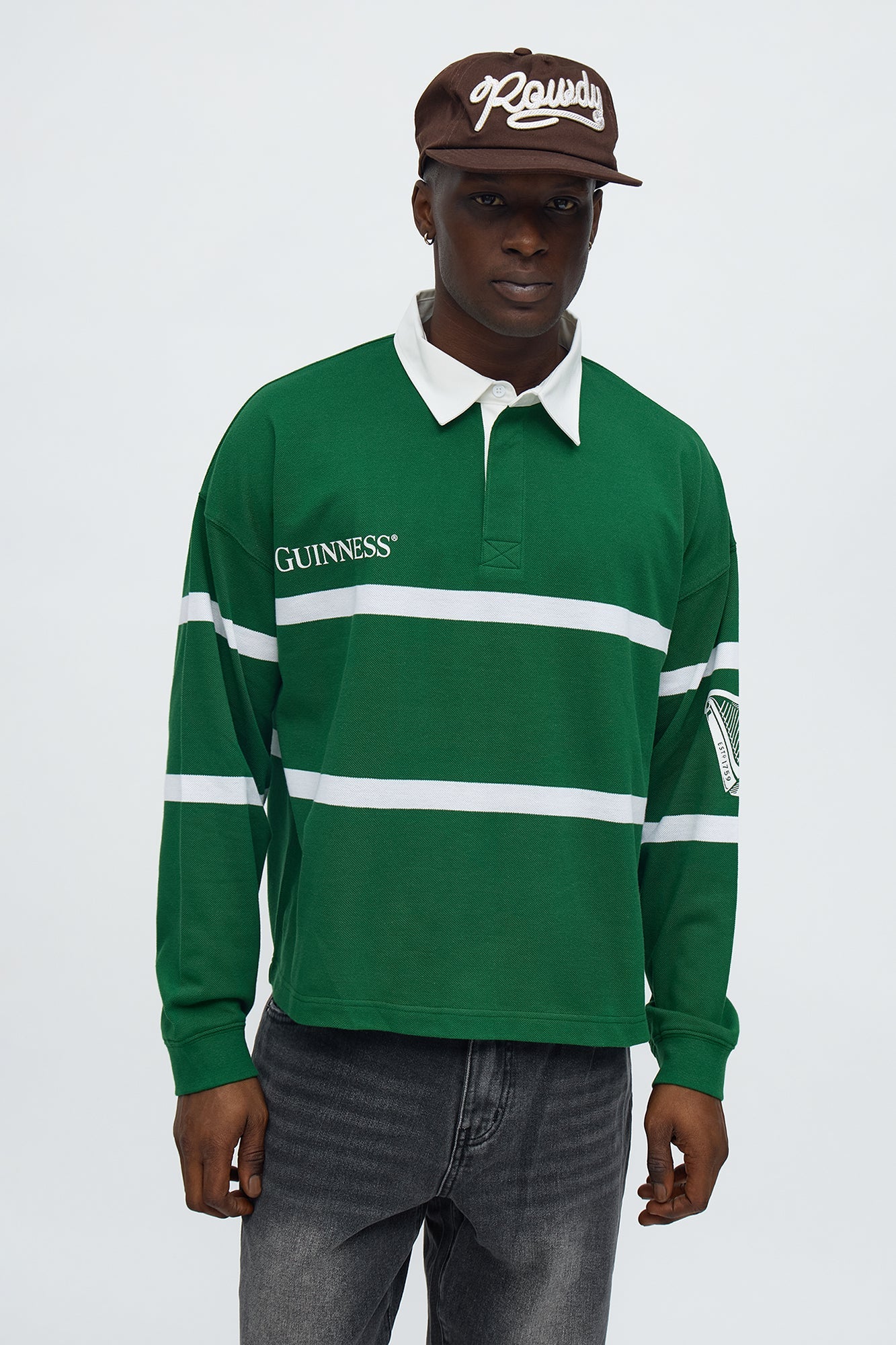 Guinness Long Sleeve Polo - Green/combo