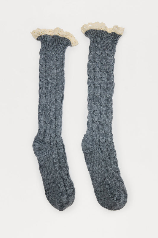 Cozy Girl Knee Socks - Grey