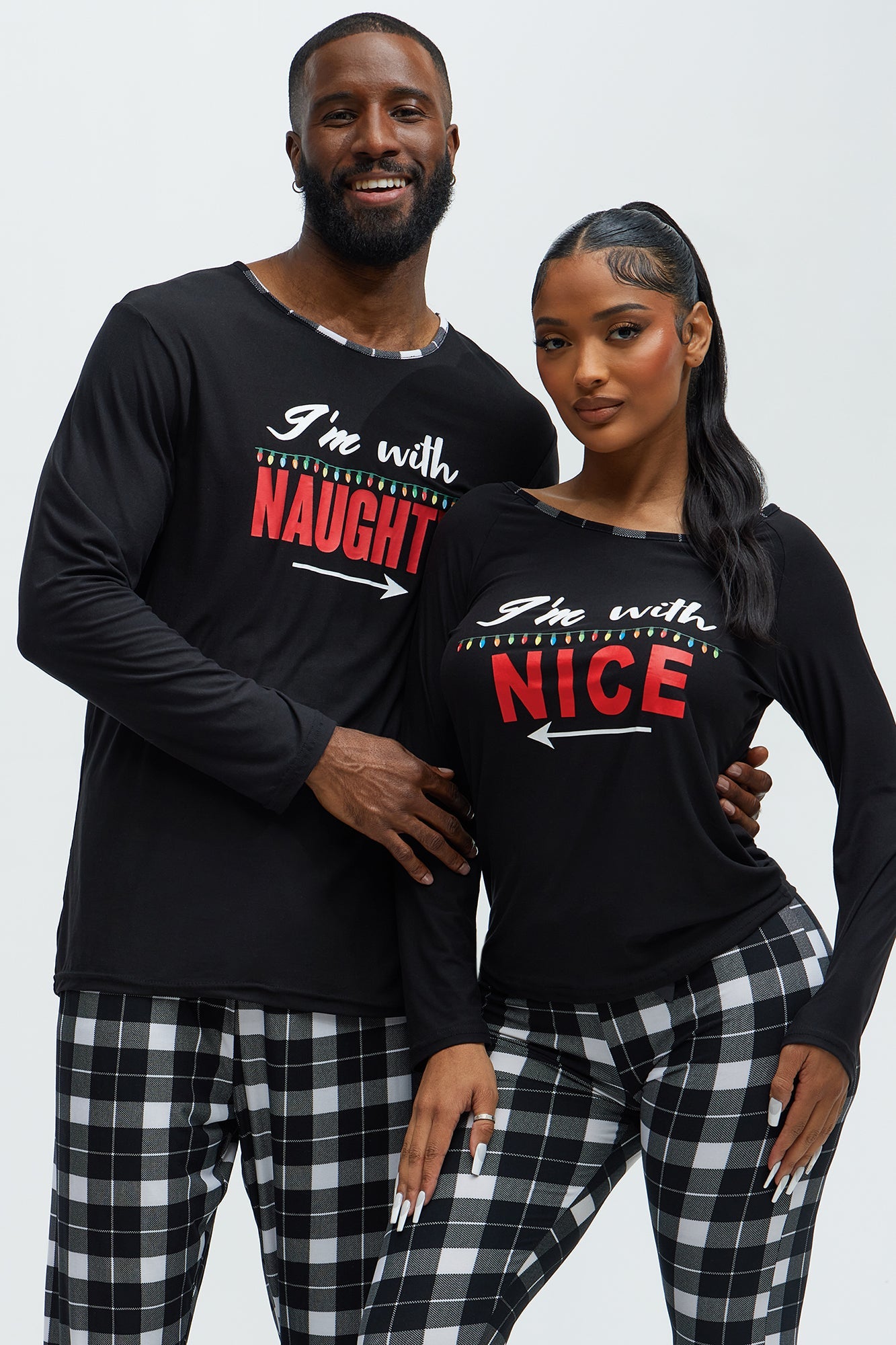 I'm With Naughty Christmas Holiday PJ Set - Black
