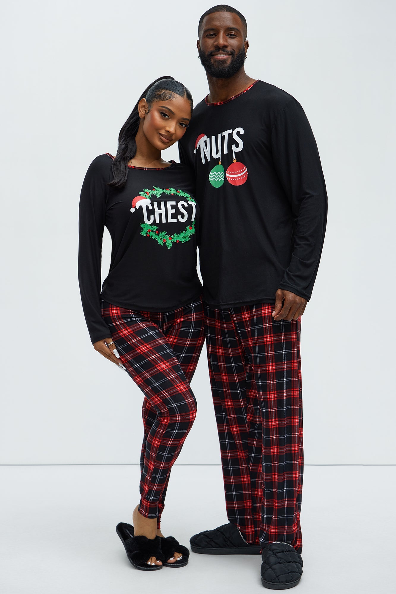 Naughty Chestnuts Holiday PJ Set - Black/Red