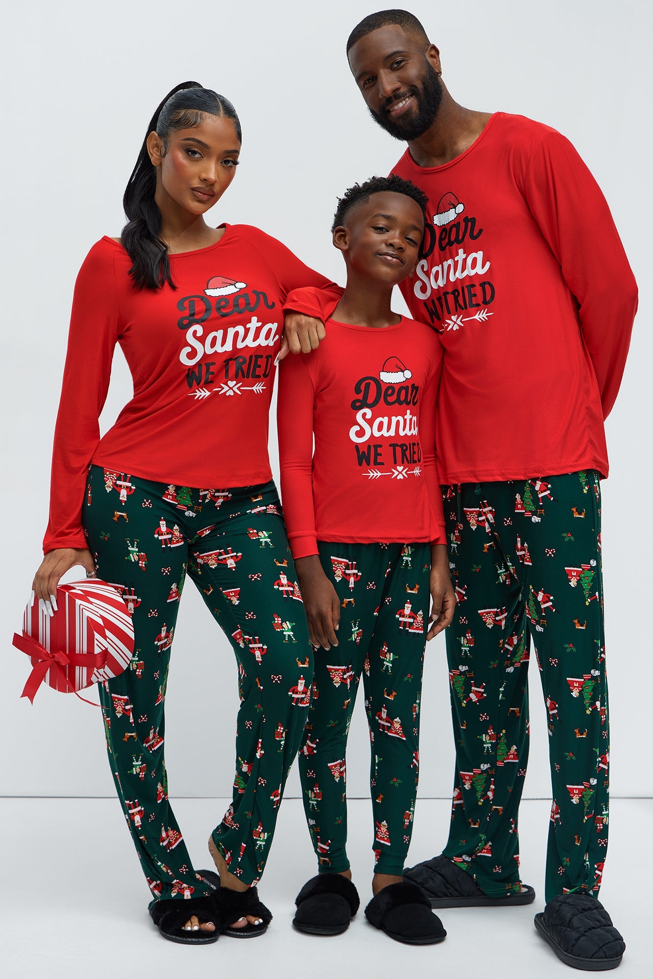 Dear Santa We Tried Holiday PJ Set - Black/combo