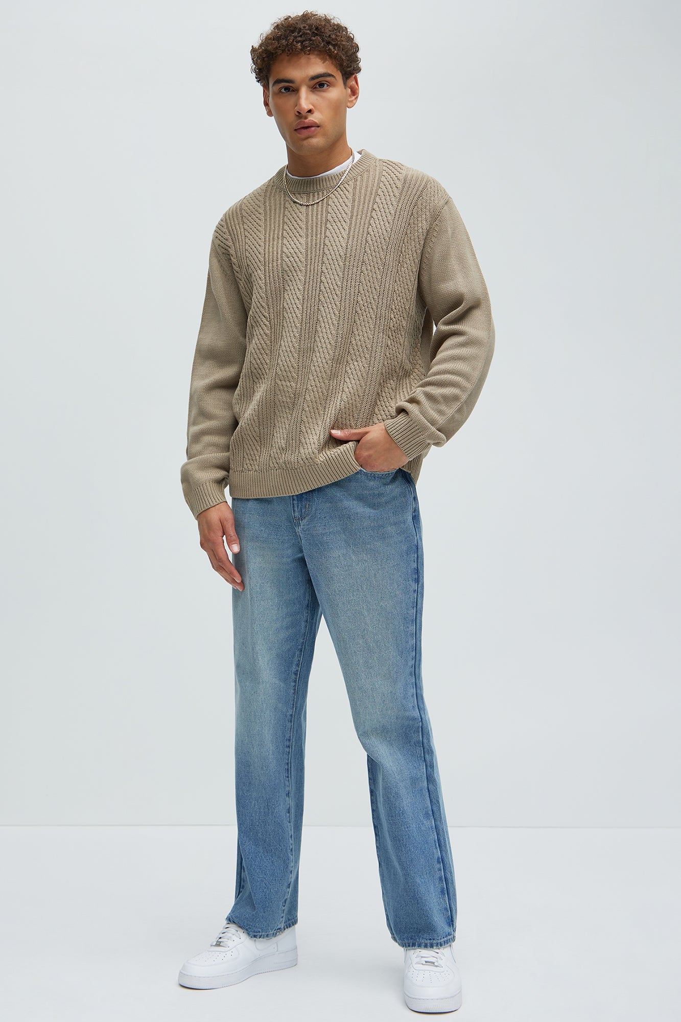 All Night Long Crewneck Sweater - Tan