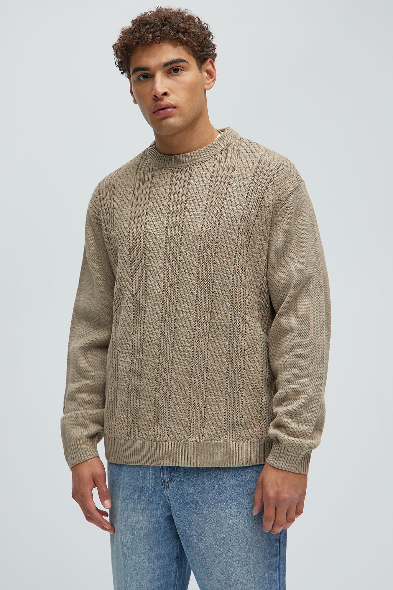 All Night Long Crewneck Sweater - Tan