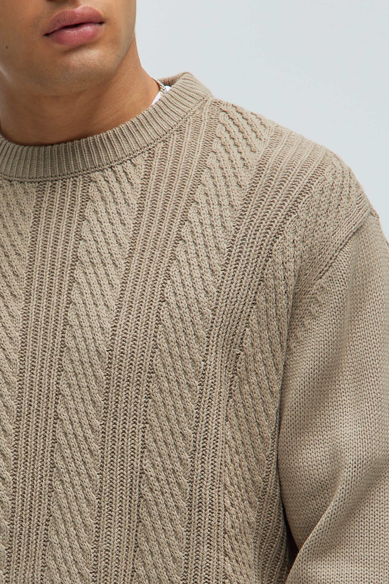 All Night Long Crewneck Sweater - Tan