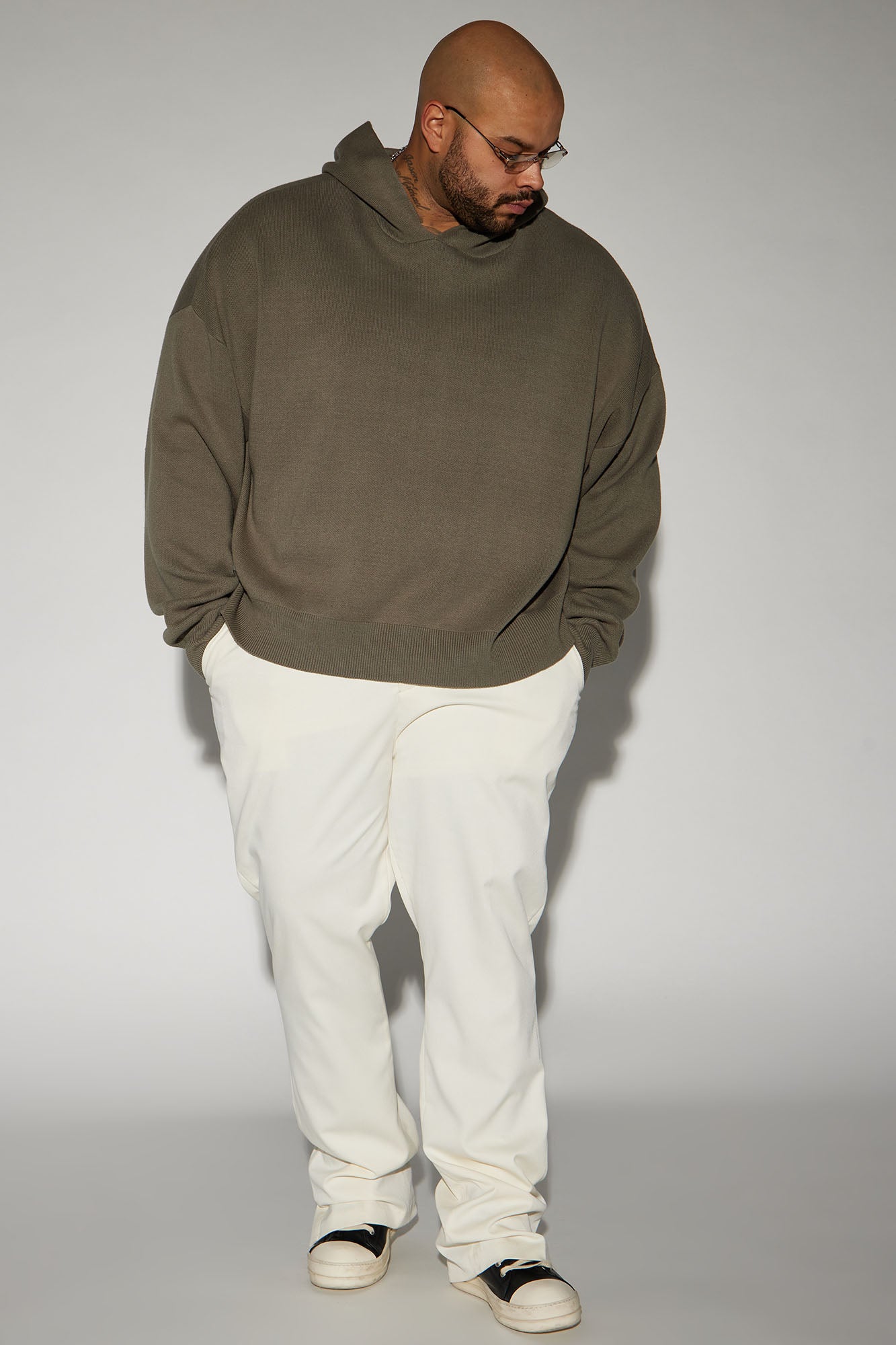 In My Feels Heavyweight Cropped Sweater Hoodie - Olive