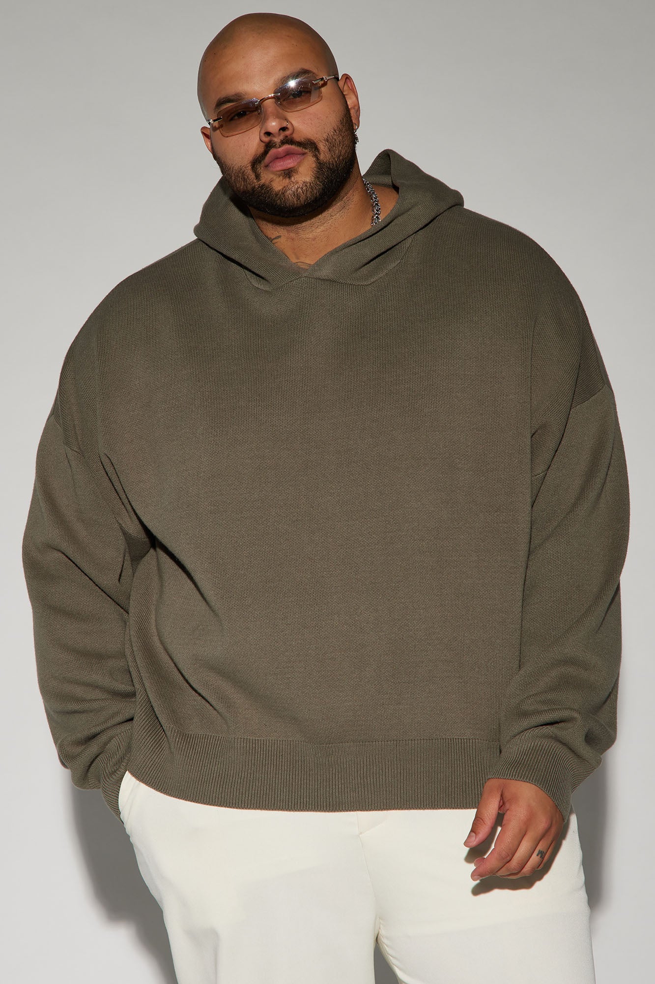 In My Feels Heavyweight Cropped Sweater Hoodie - Olive