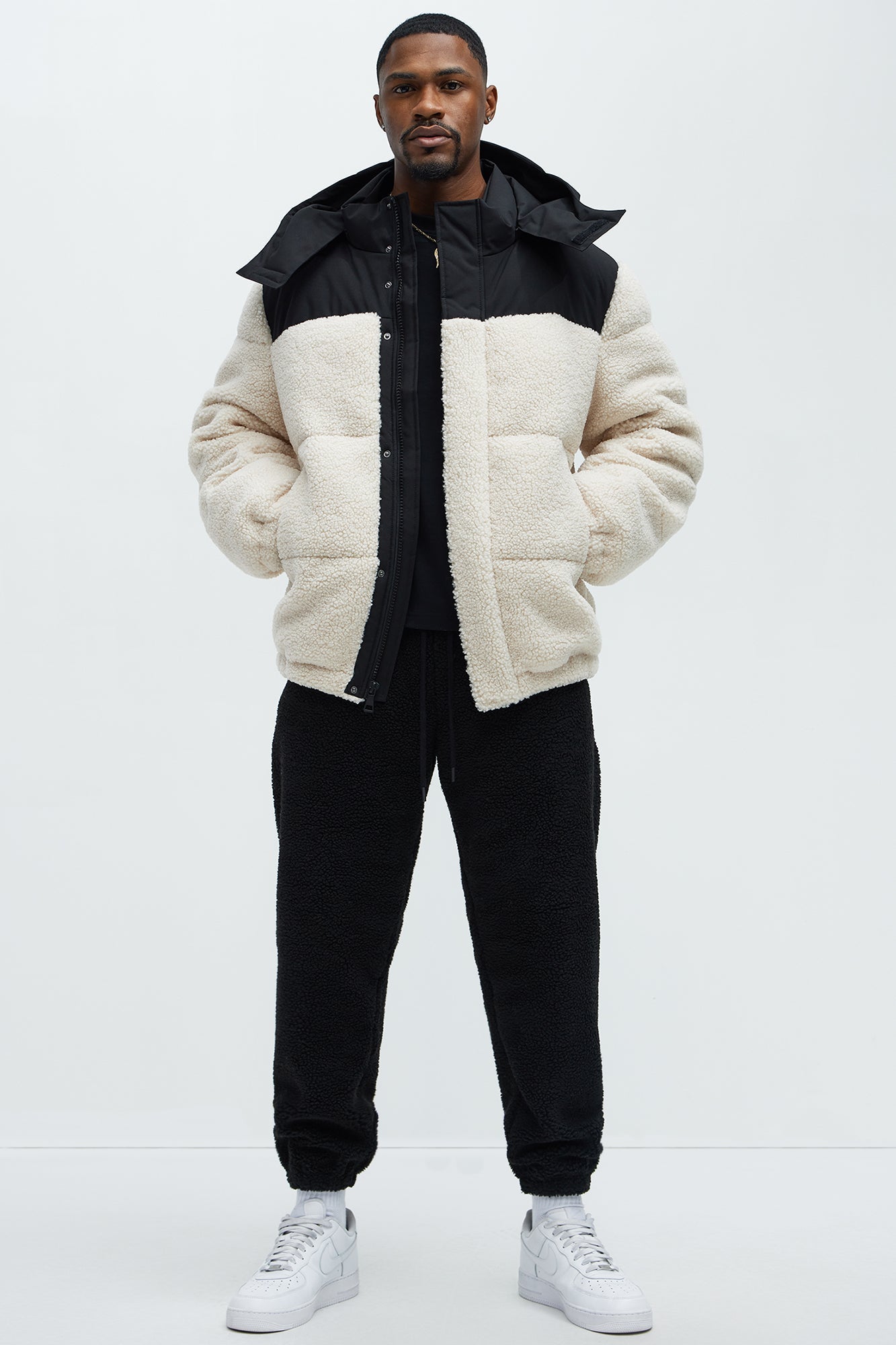 Real Thoughts Colorblock Puffer - Tan/Multi
