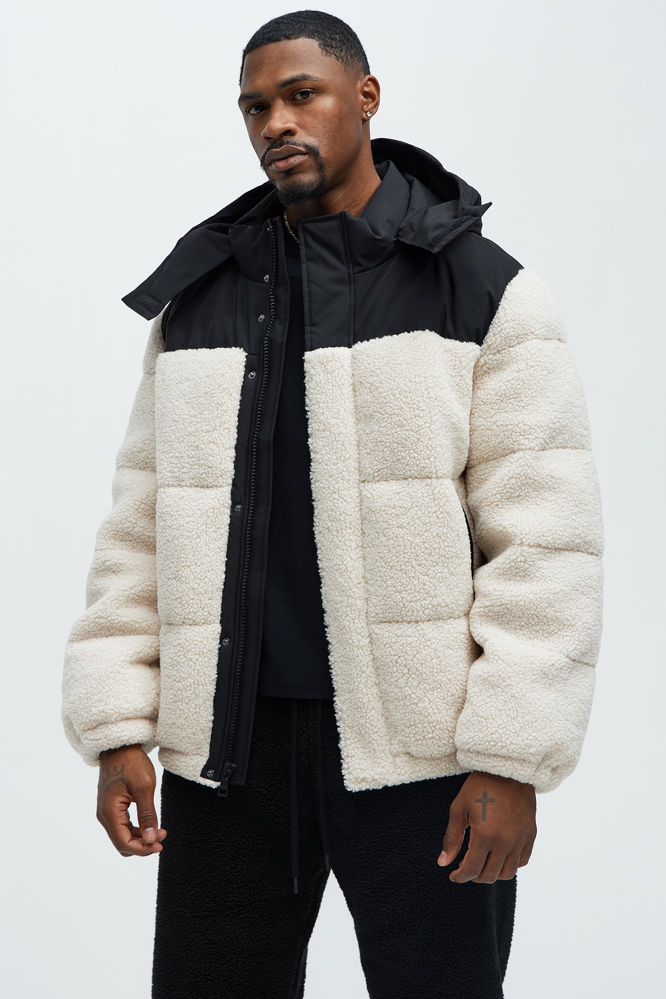 Real Thoughts Colorblock Puffer - Tan/Multi