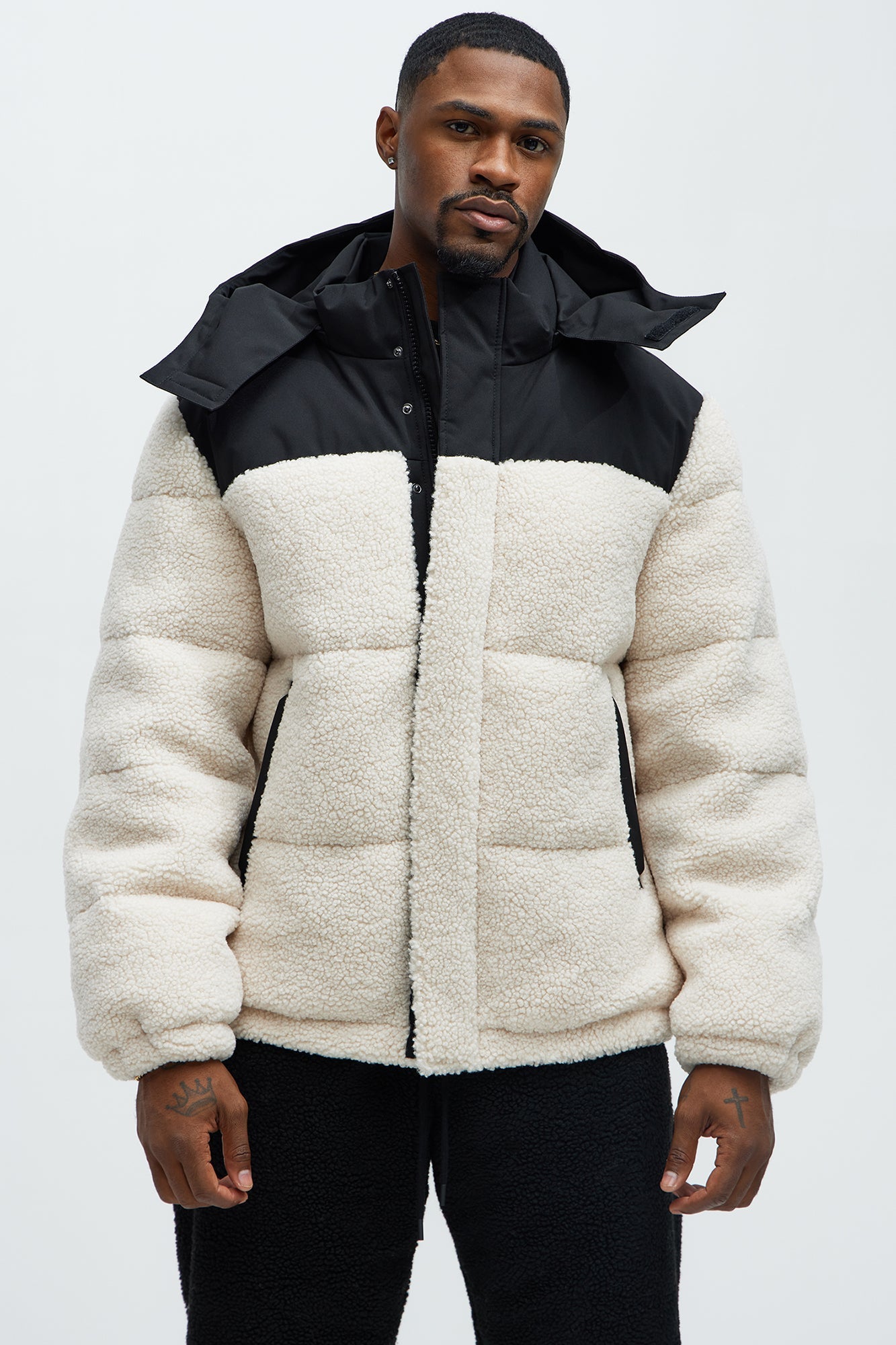 Real Thoughts Colorblock Puffer - Tan/Multi