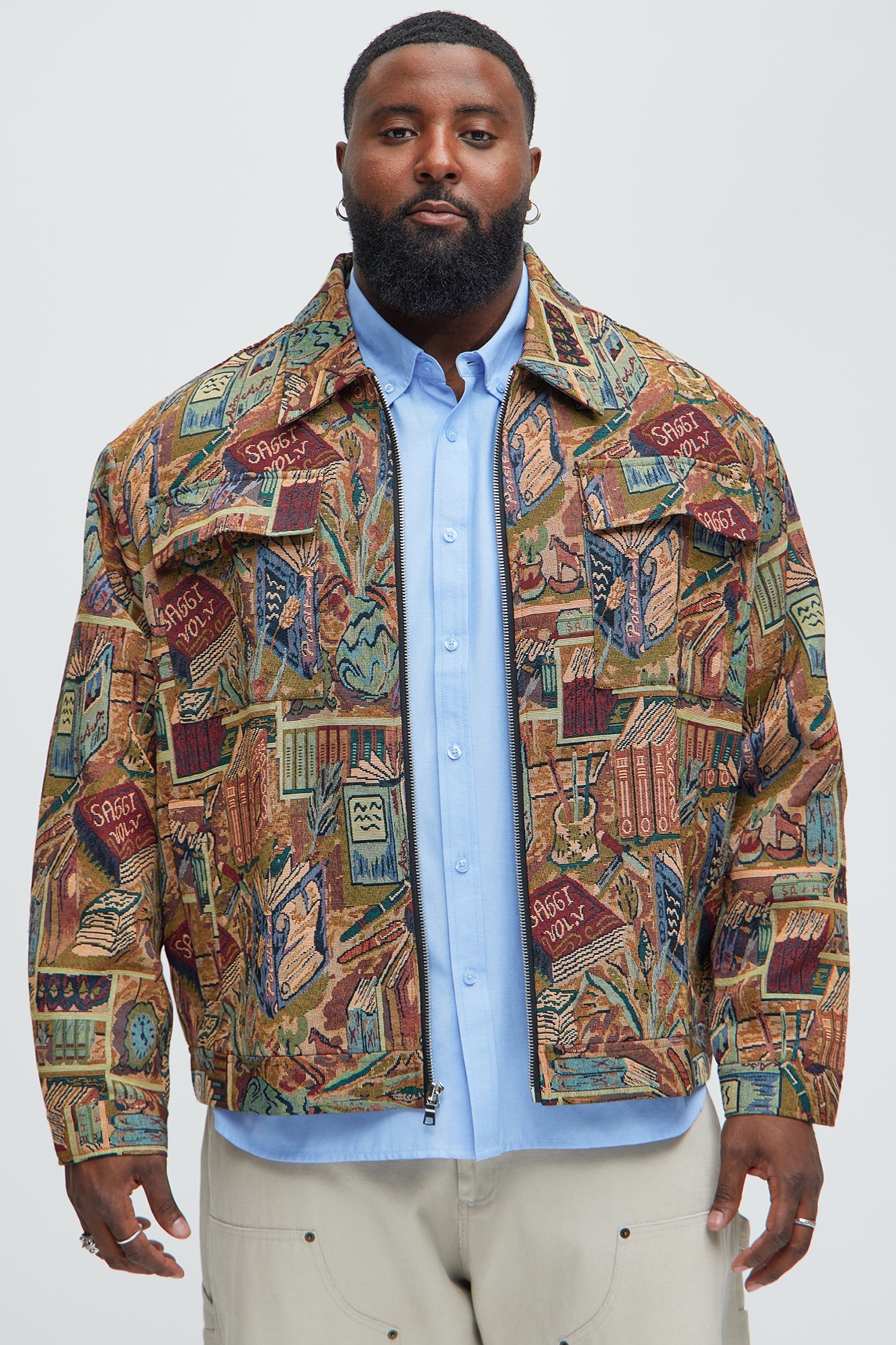 Feelin A Way Tapestry Zip Jacket - Multi Color