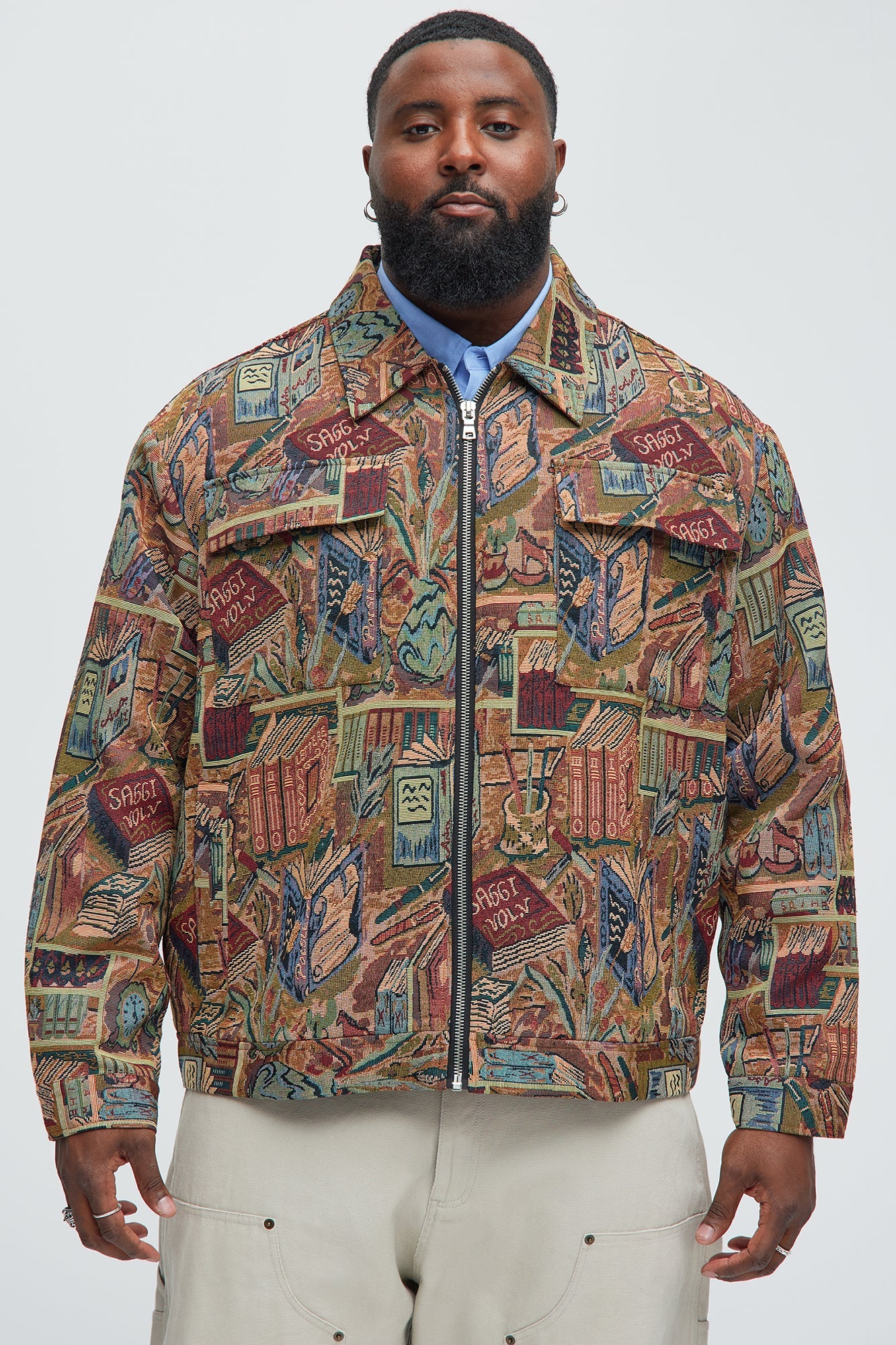 Feelin A Way Tapestry Zip Jacket - Multi Color