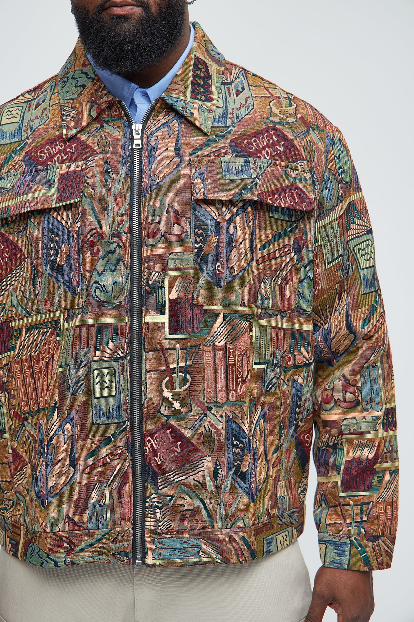 Feelin A Way Tapestry Zip Jacket - Multi Color
