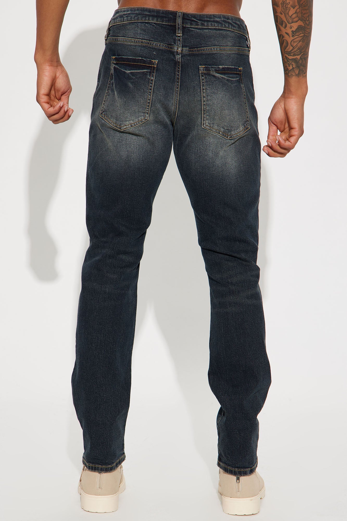 Day To Day Distressed Slim Jeans - Dark Wash