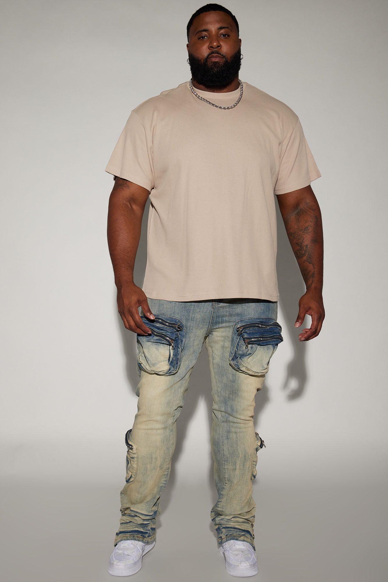 Round Up Stacked Skinny Flare Jeans - Light Wash