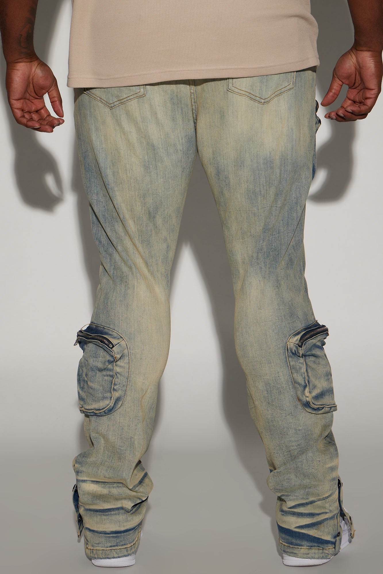 Round Up Stacked Skinny Flare Jeans - Light Wash