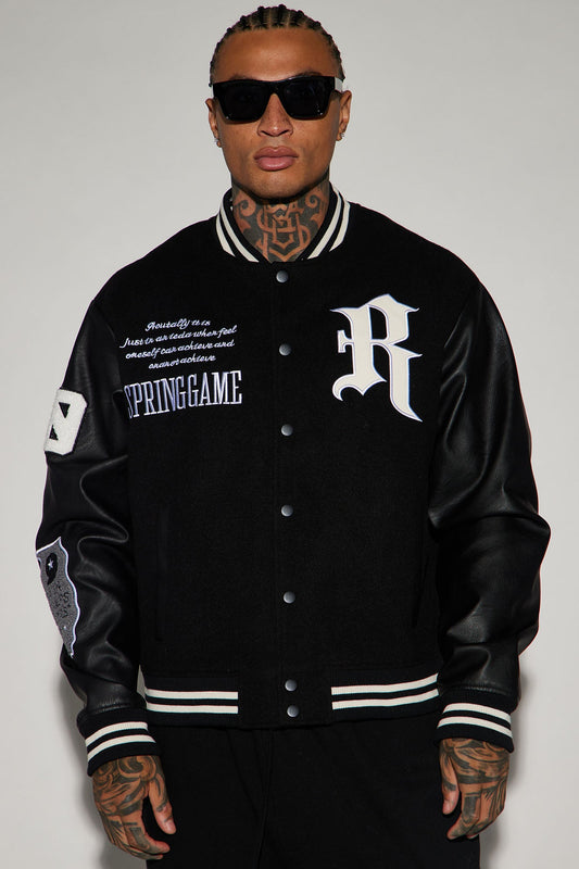 Spring Game Varsity Jacket - Black