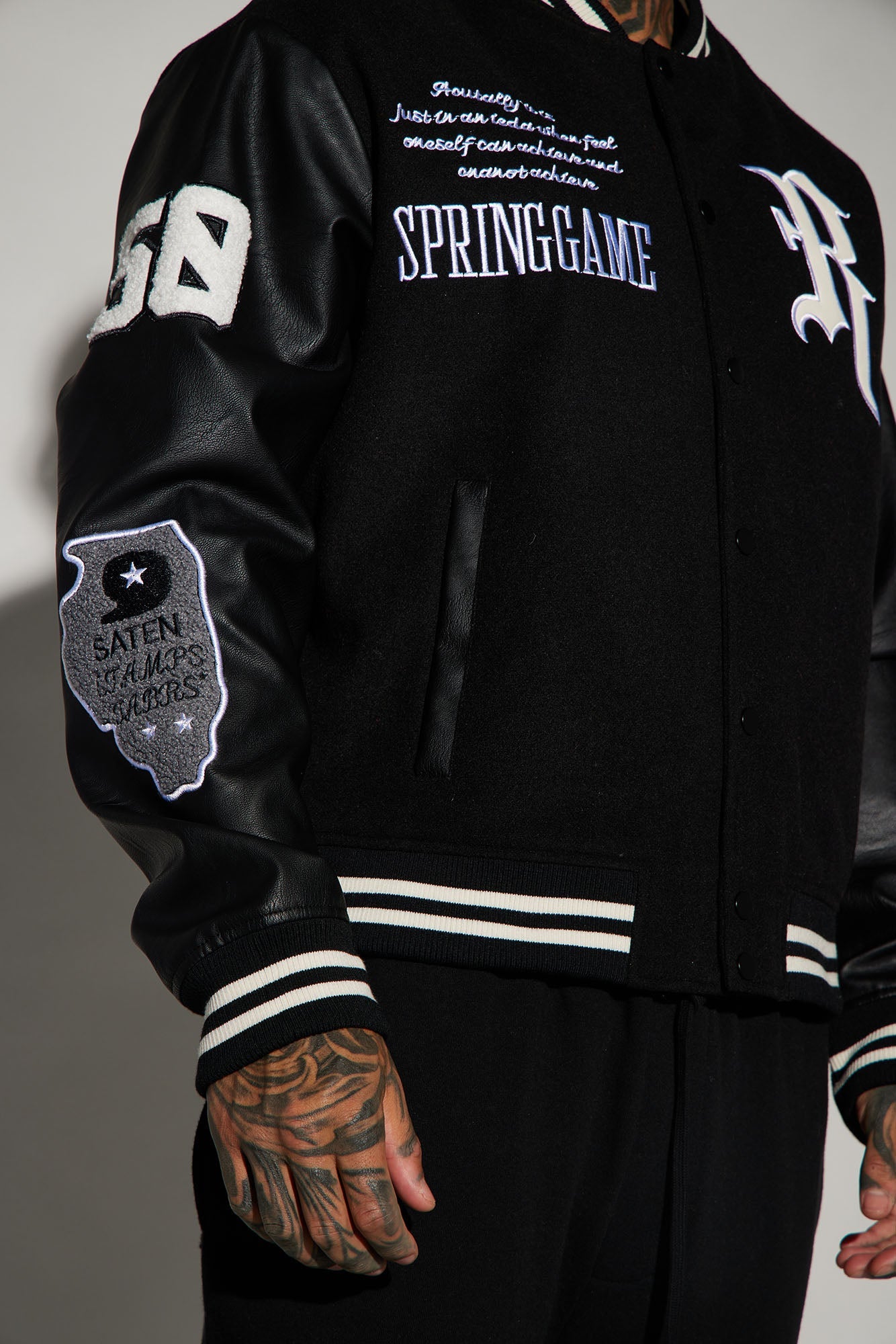 Spring Game Varsity Jacket - Black