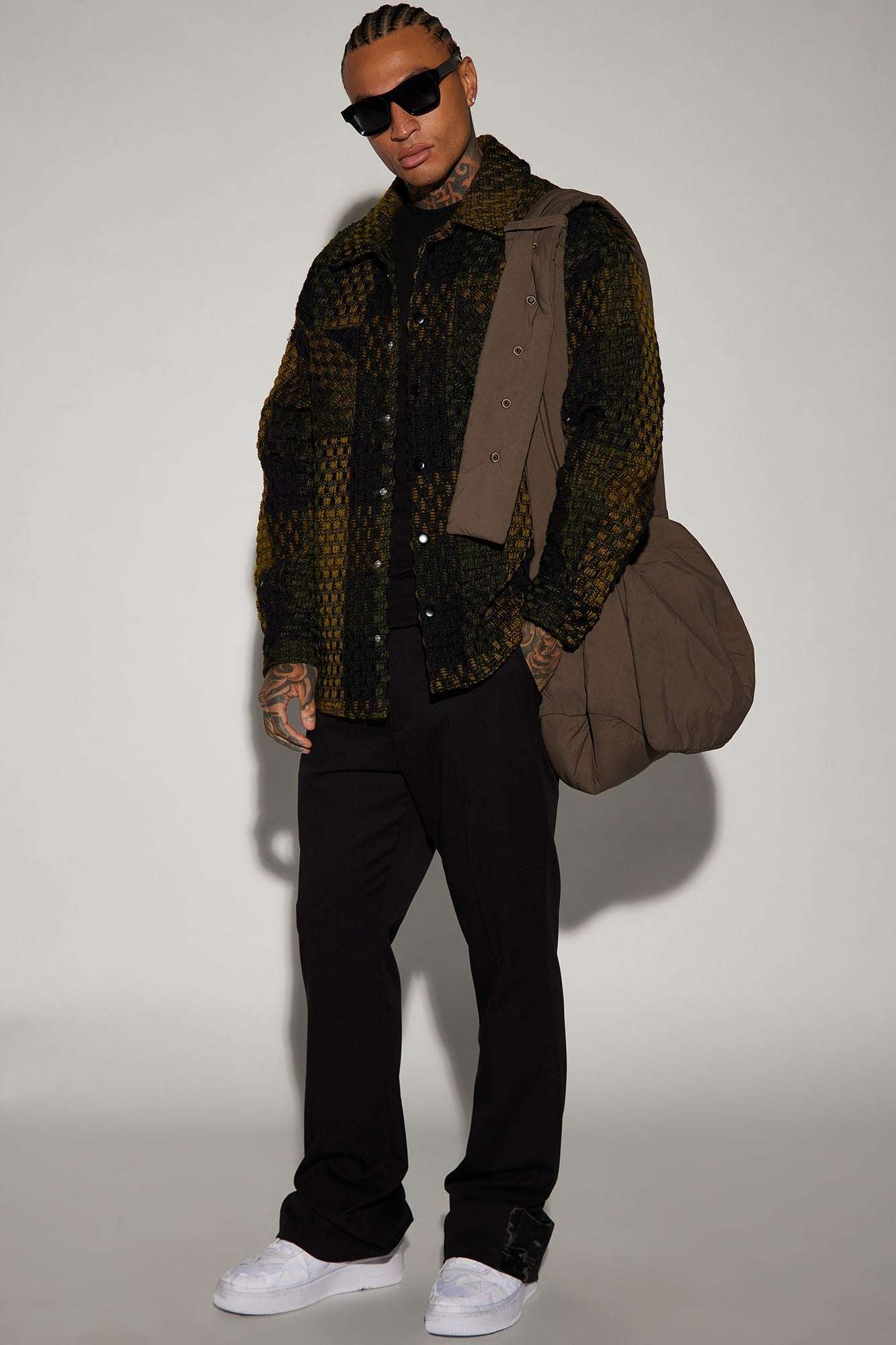 Beverly Tweed Shacket - Green/combo