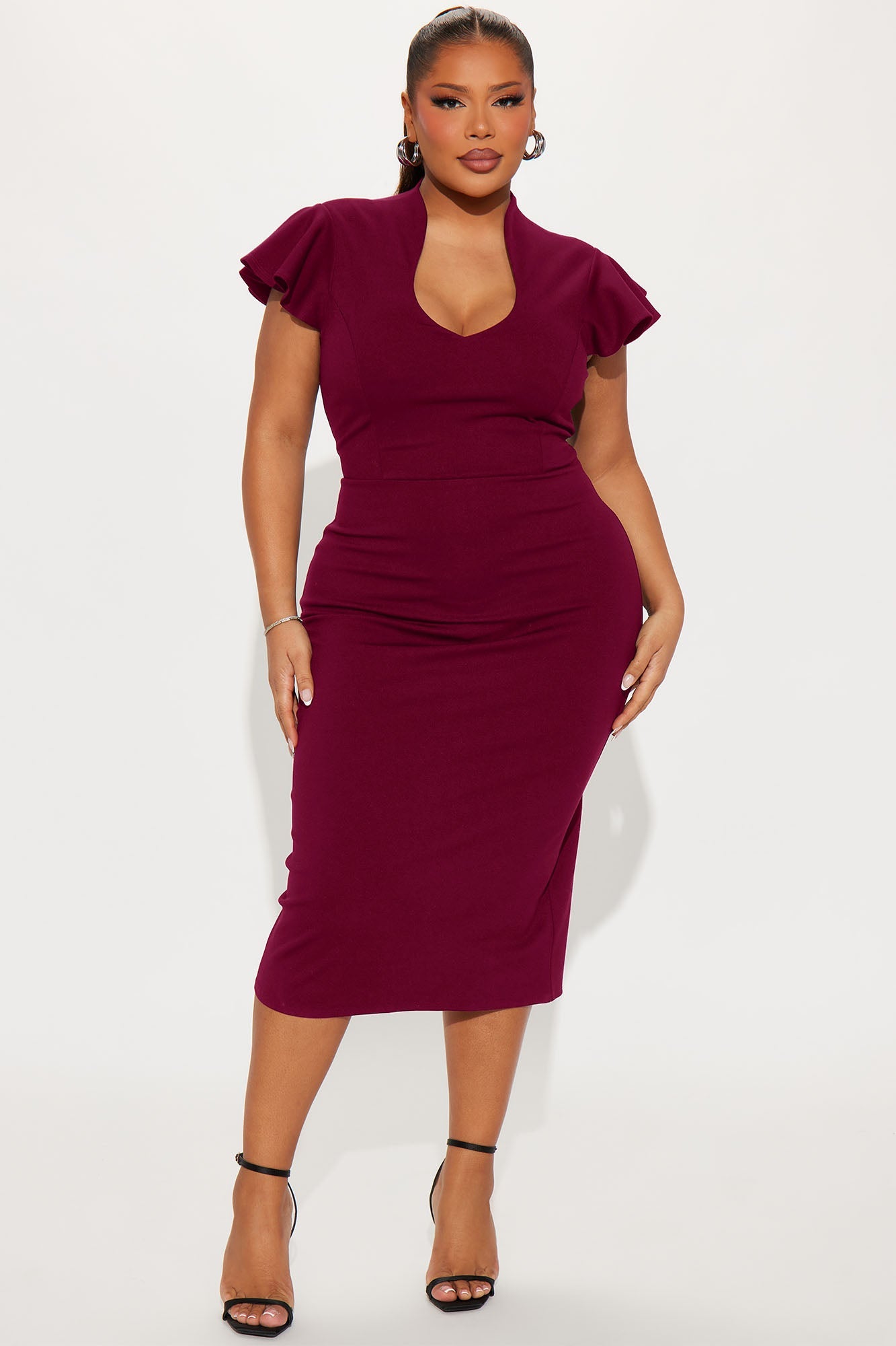 Business Babe Ponte Midi Dress - Wine