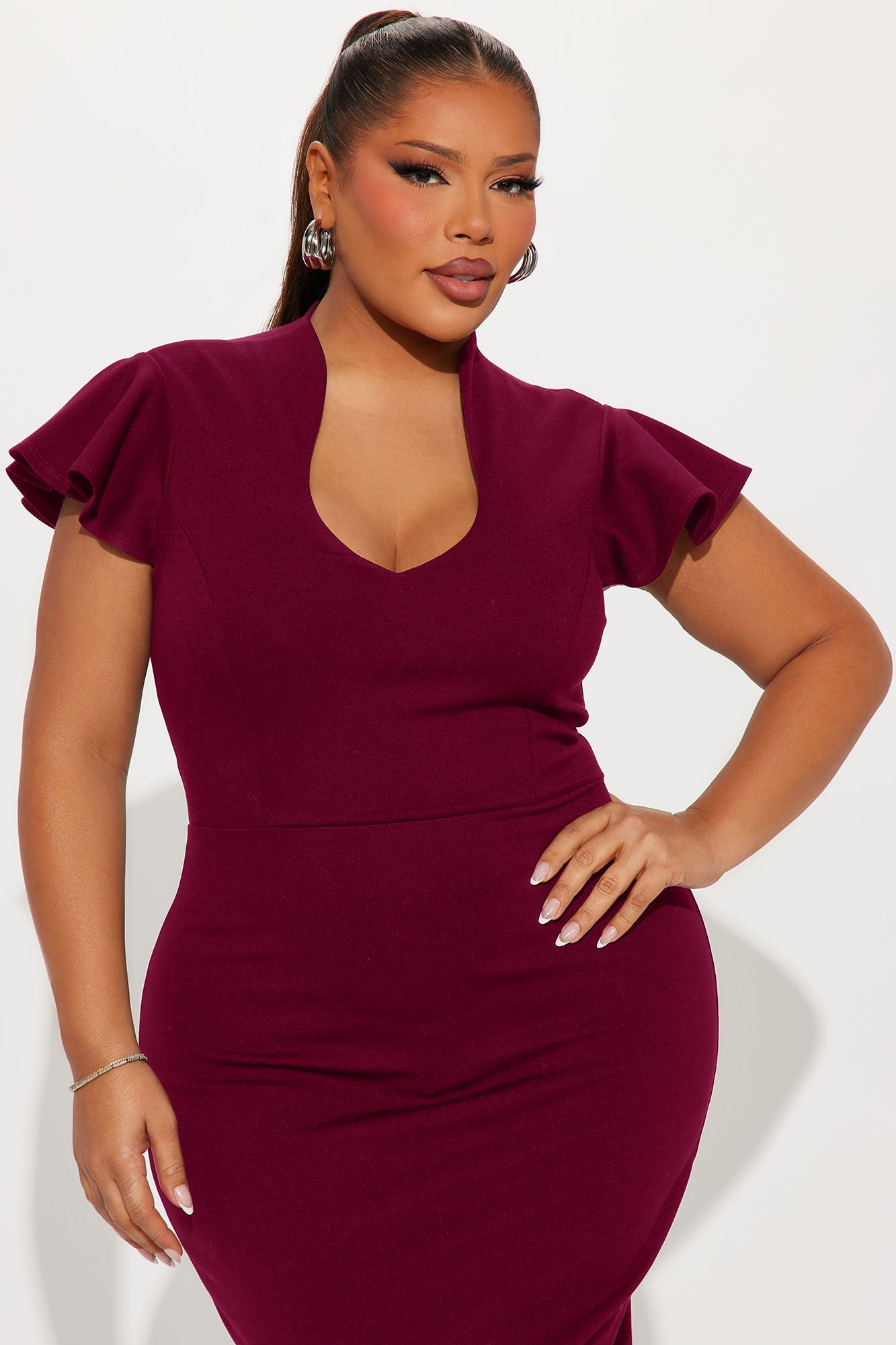 Business Babe Ponte Midi Dress - Wine