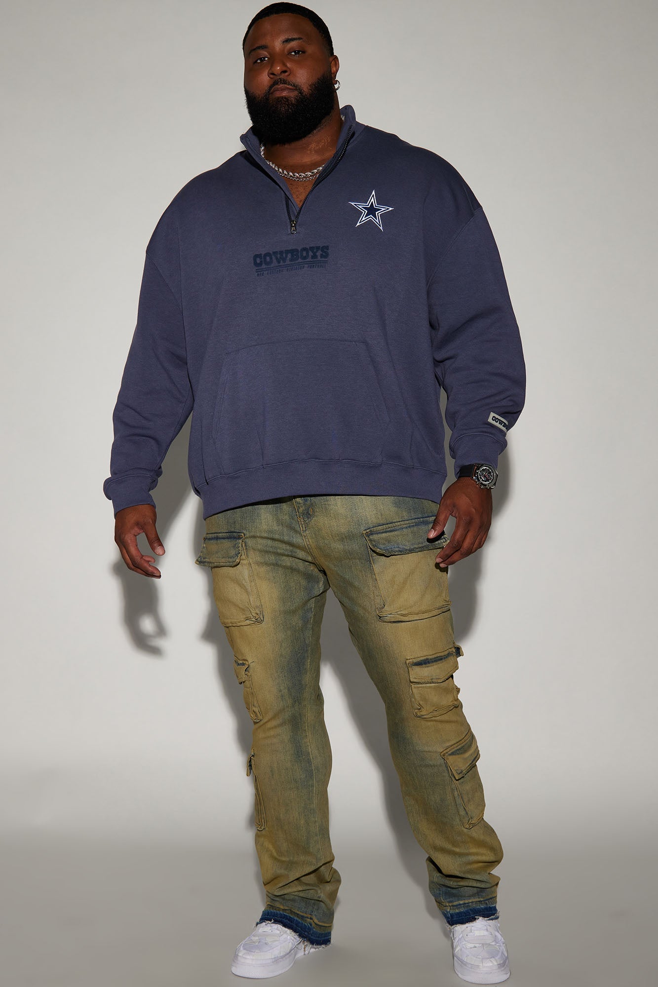 Cowboys Essential Quarter Zip Sweatershirt - Navy/combo