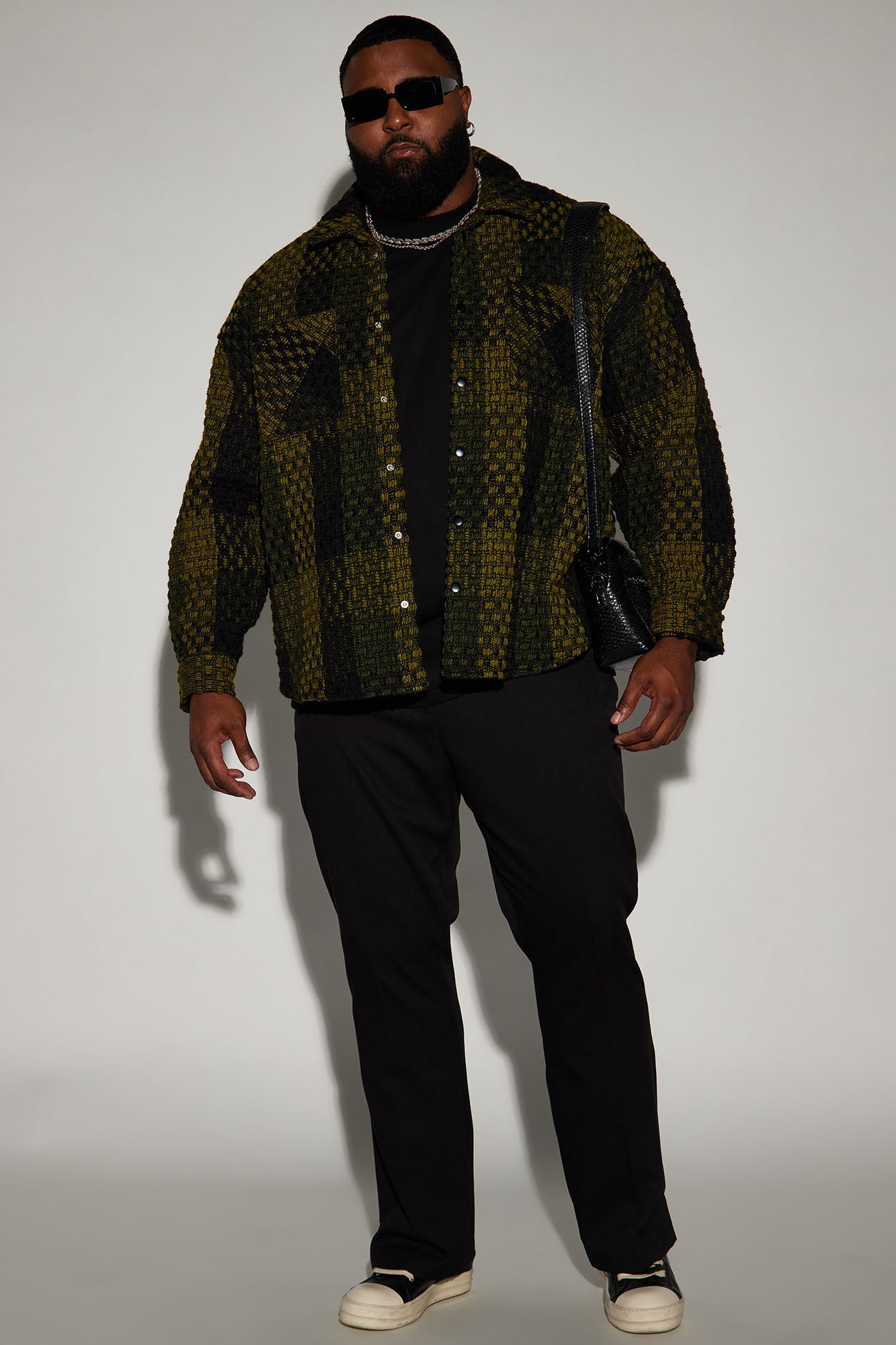 Beverly Tweed Shacket - Green/combo