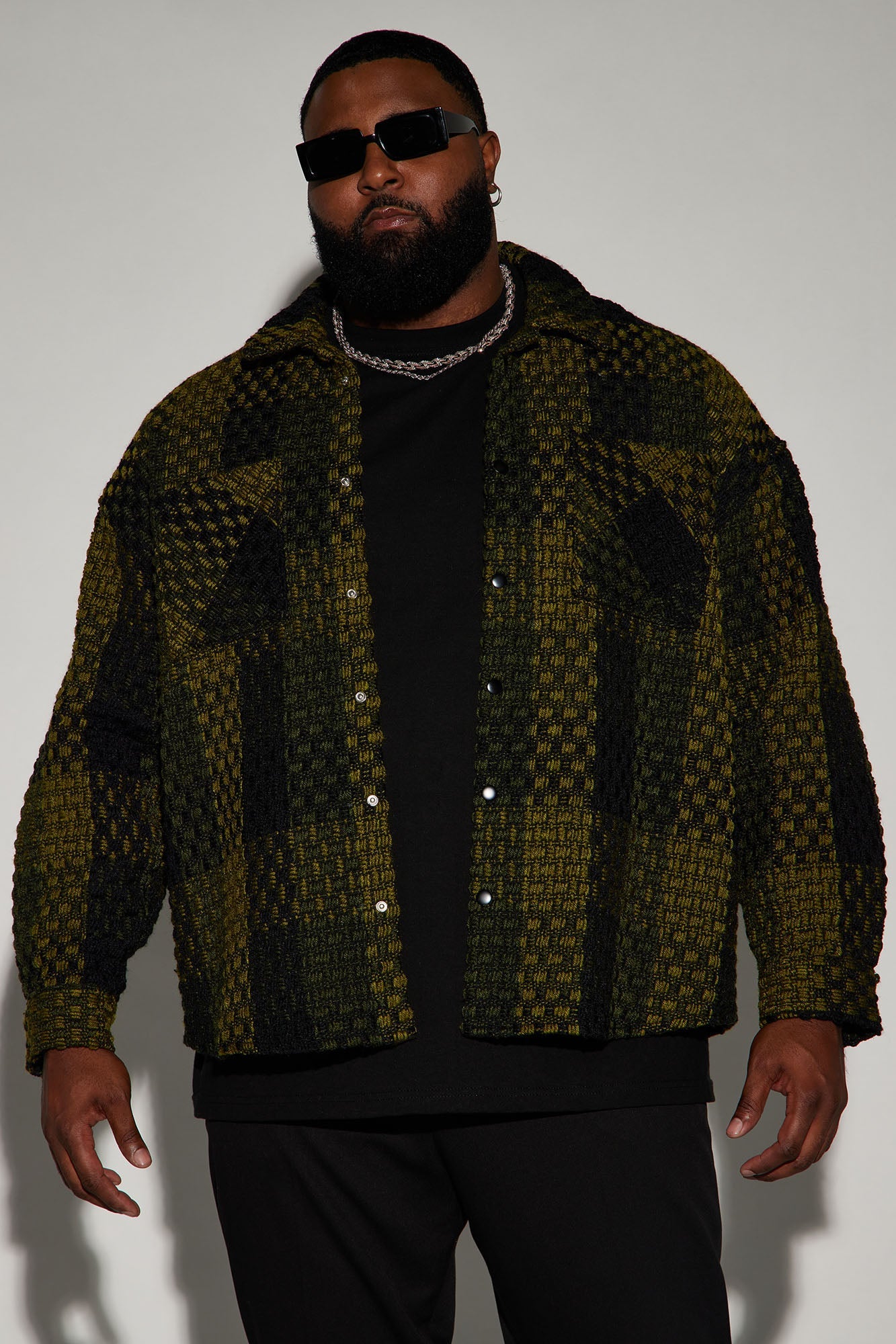 Beverly Tweed Shacket - Green/combo