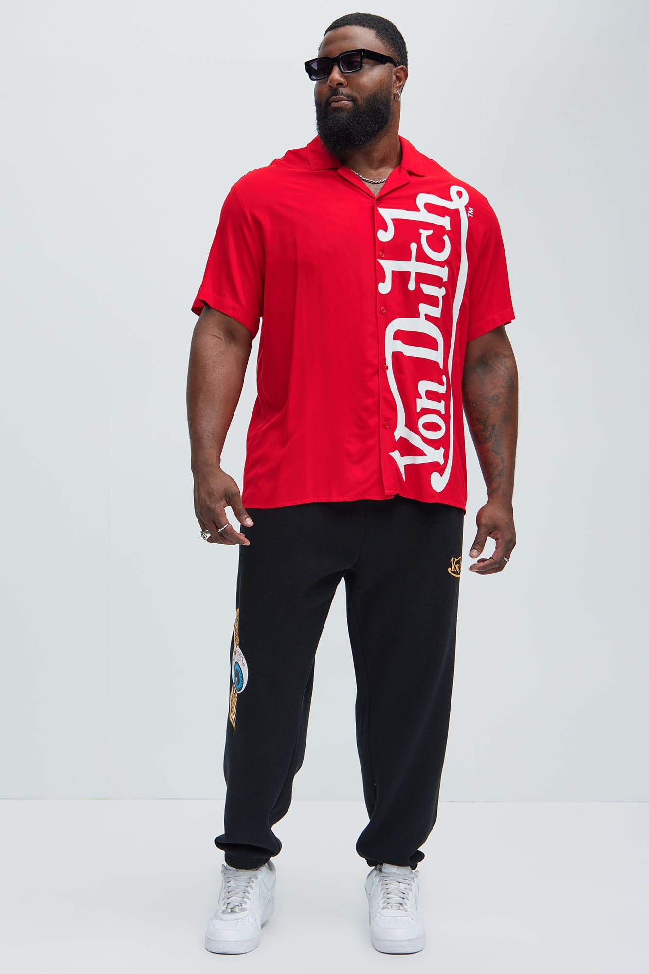 Von Dutch Oversized White Font Shirt - Red