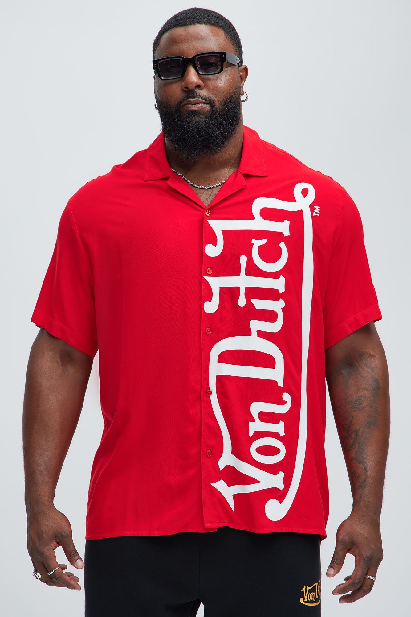 Von Dutch Oversized White Font Shirt - Red