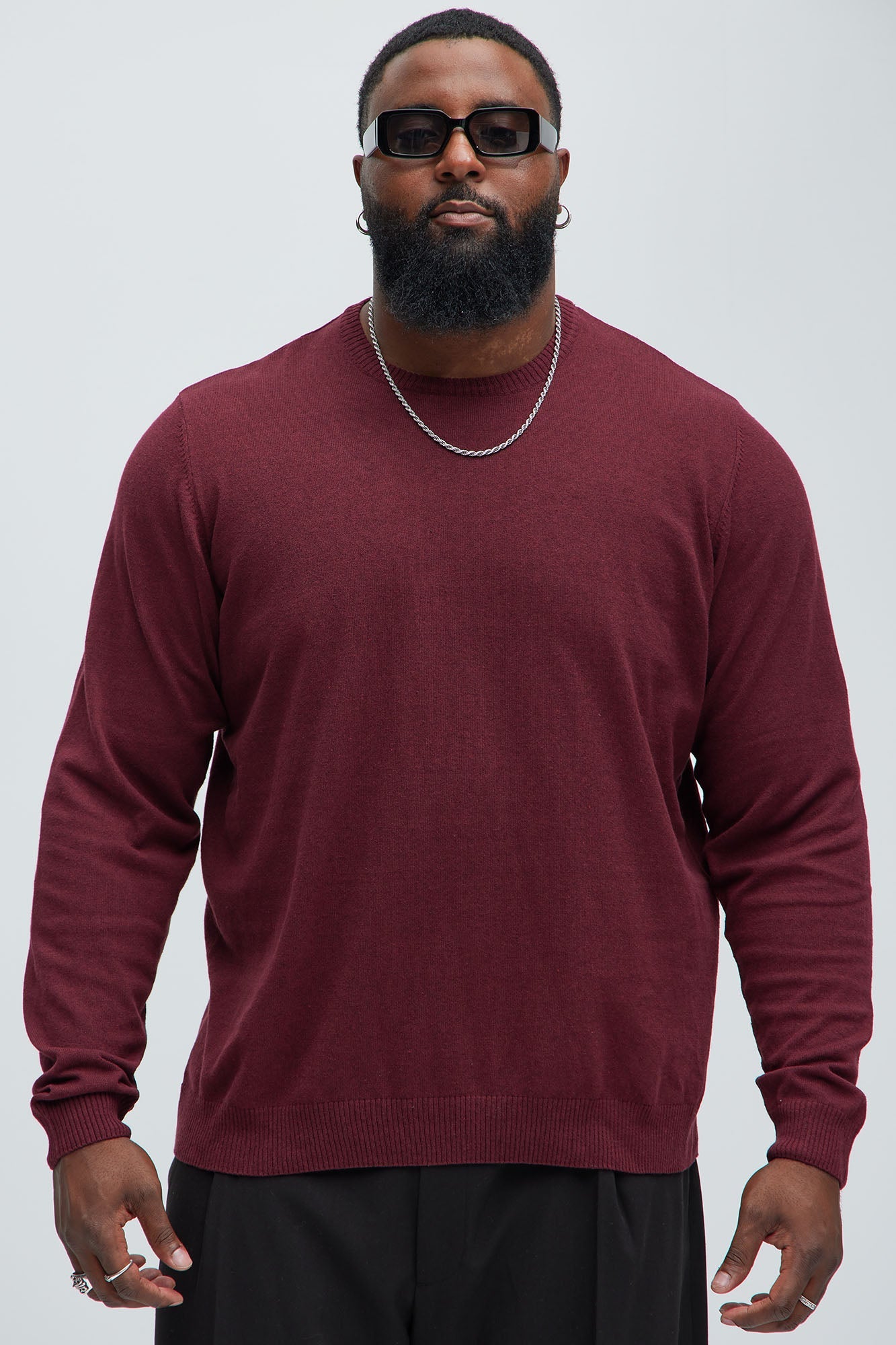 Cozy and Cool Crewneck Sweater - Burgundy