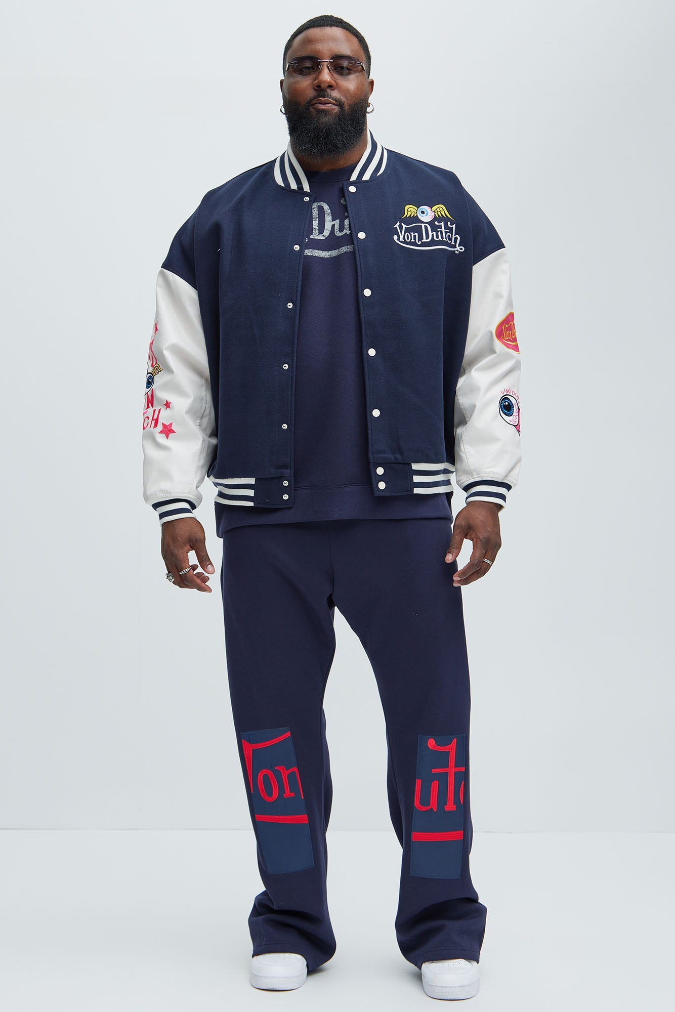 Von Dutch Eyeball Varsity Jacket - Navy/combo