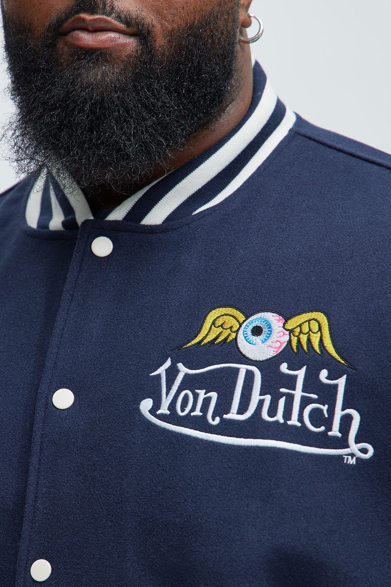 Von Dutch Eyeball Varsity Jacket - Navy/combo