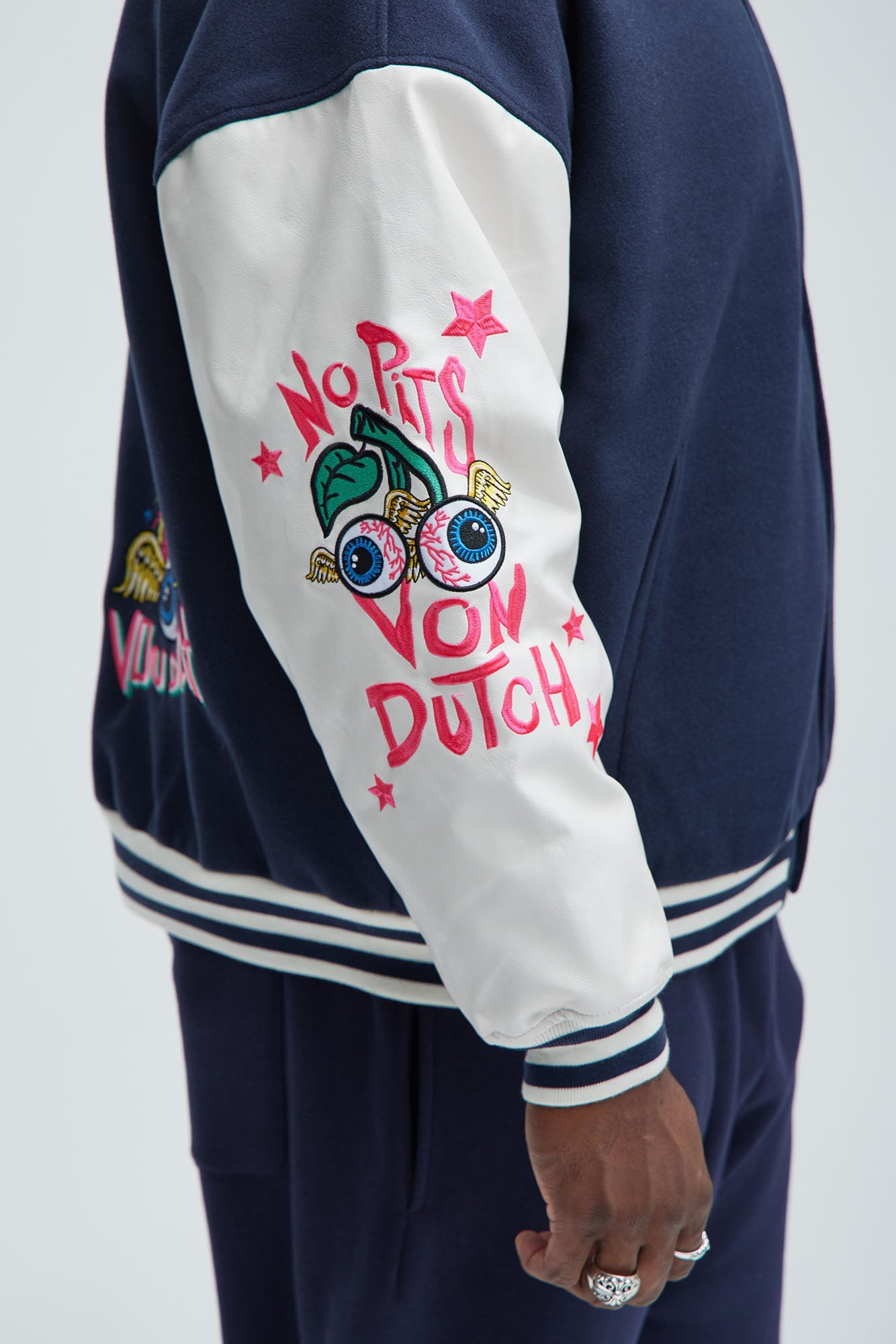 Von Dutch Eyeball Varsity Jacket - Navy/combo