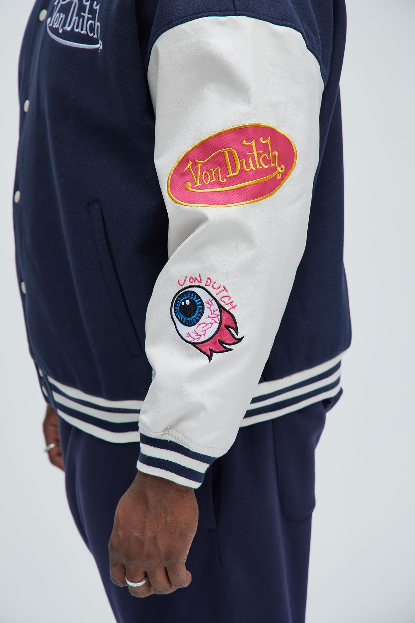 Von Dutch Eyeball Varsity Jacket - Navy/combo
