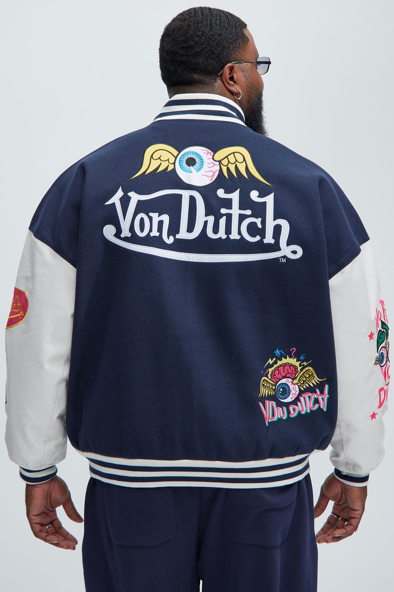 Von Dutch Eyeball Varsity Jacket - Navy/combo
