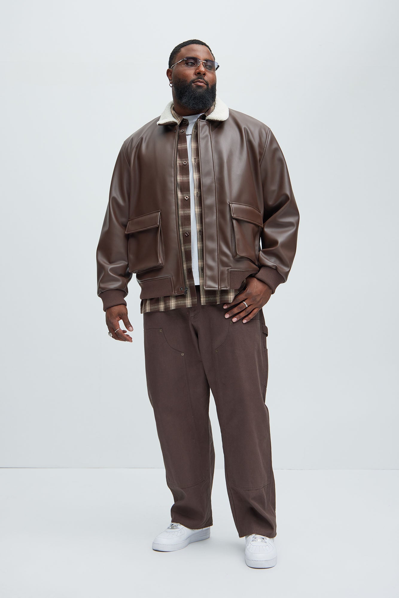 Baldwin Faux Sherpa Leather Jacket - Brown