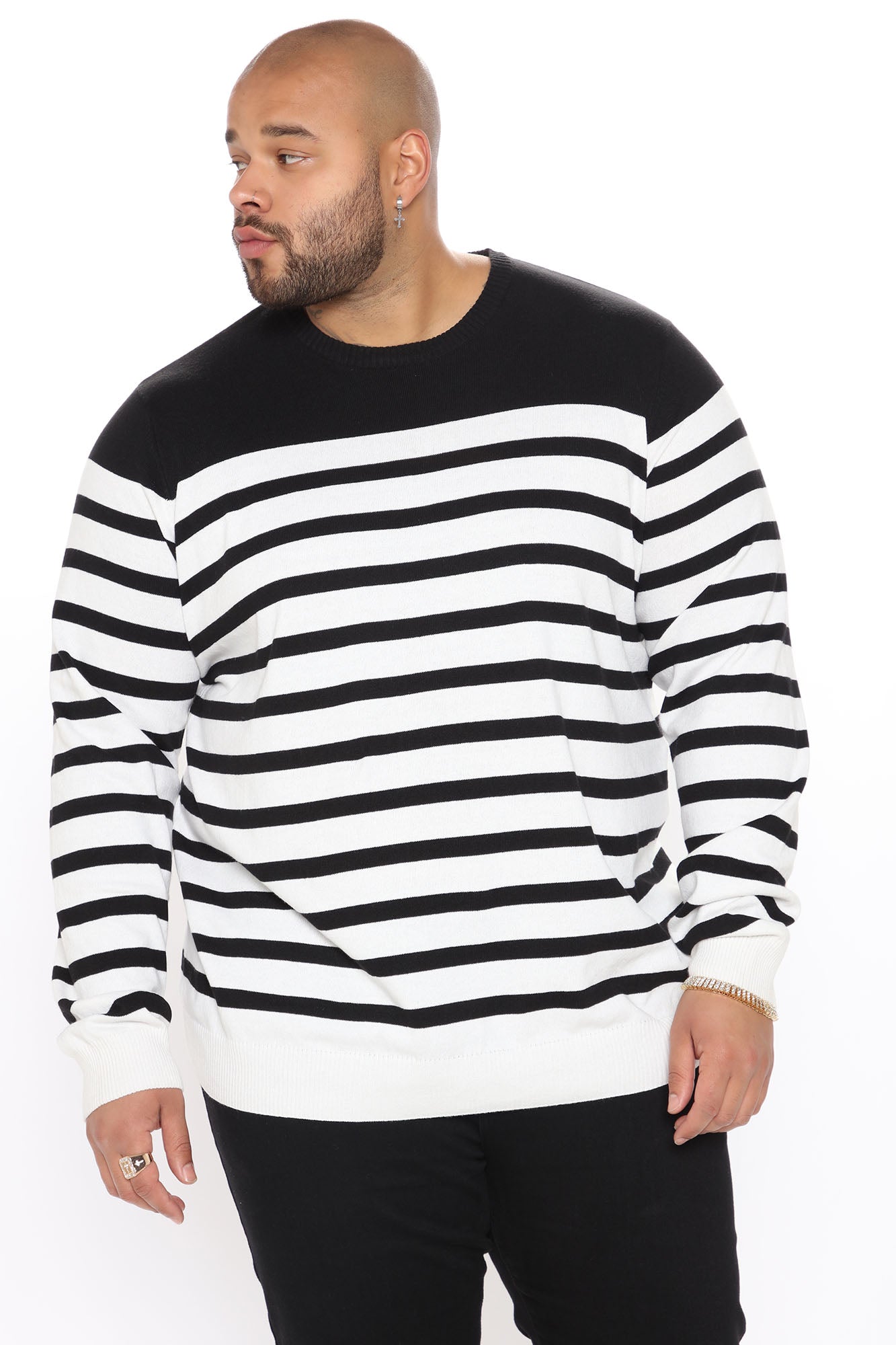 Cozy and Cool Crewneck Sweater - Black/combo