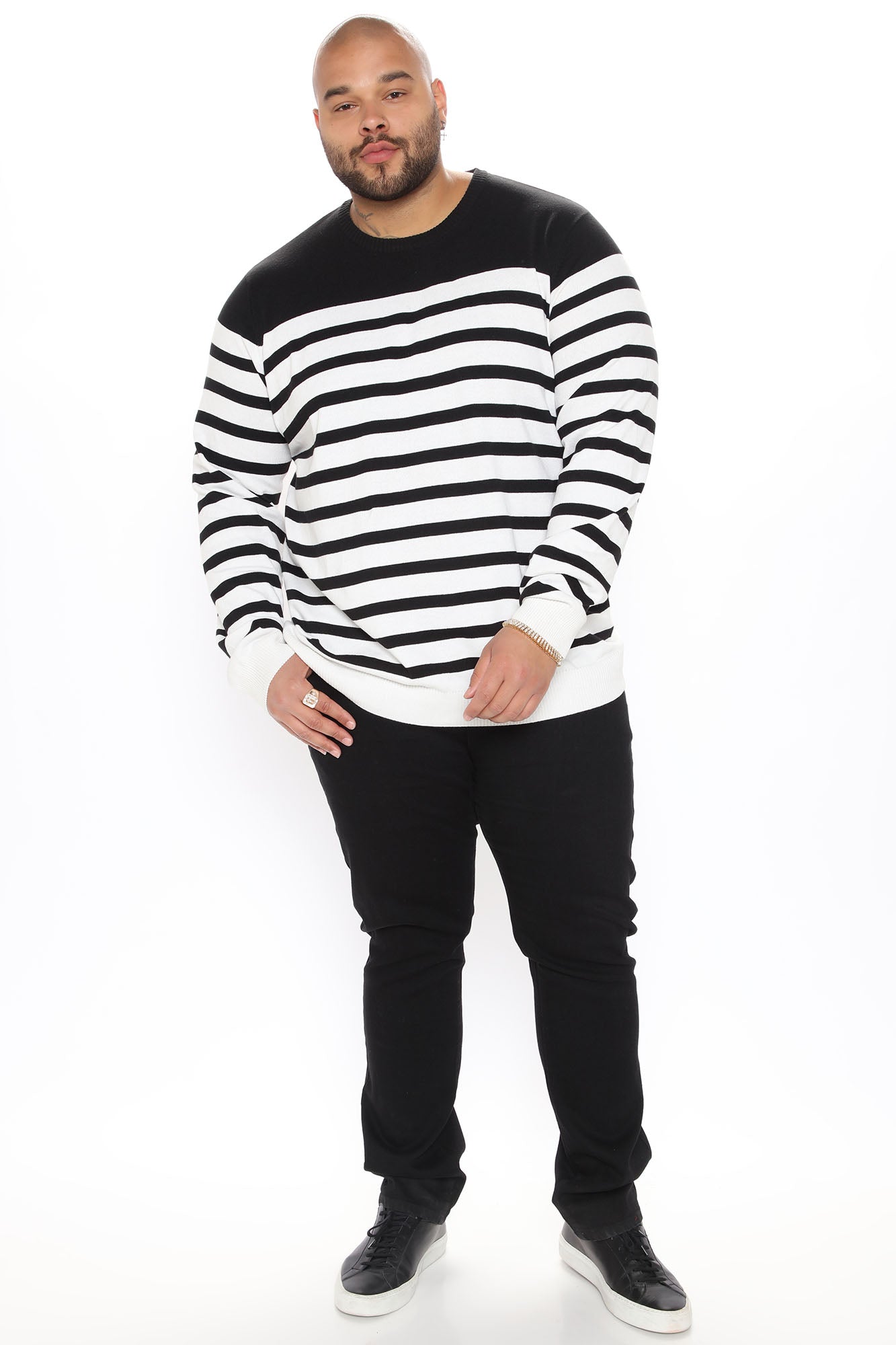 Cozy and Cool Crewneck Sweater - Black/combo