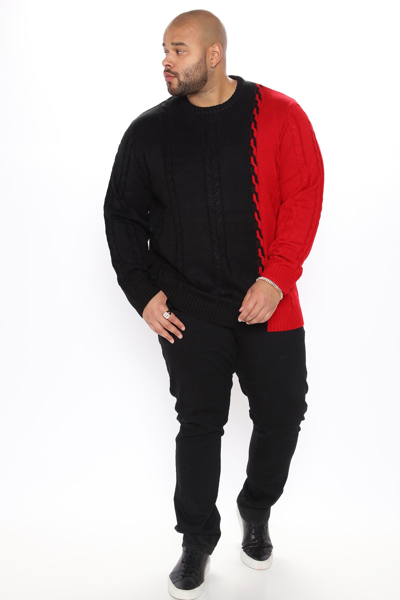 Cody Cable Knit Sweater - Black/combo