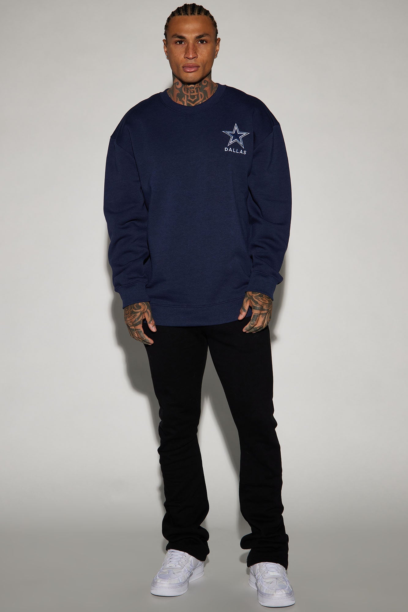 Cowboys Higher Education Fleece Crew Neck Sweater - Navy/combo