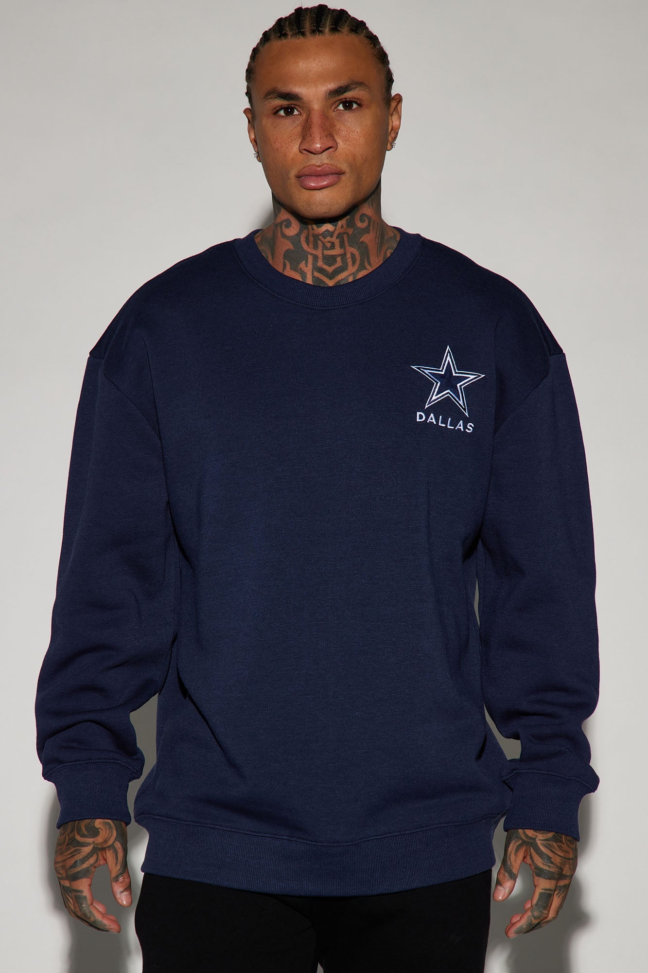 Cowboys Higher Education Fleece Crew Neck Sweater - Navy/combo