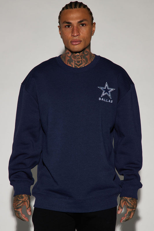 Cowboys Higher Education Fleece Crew Neck Sweater - Navy/combo