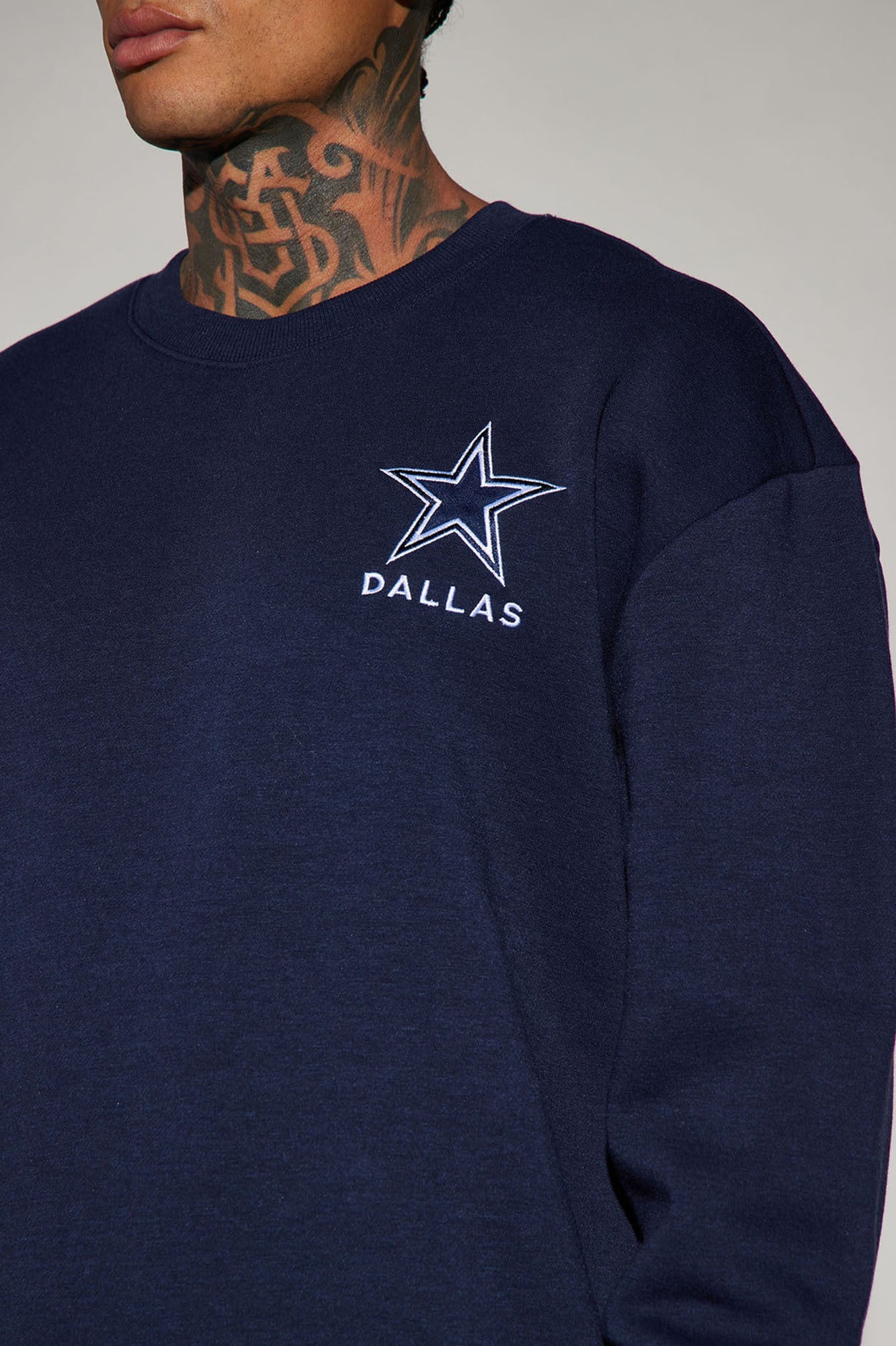 Cowboys Higher Education Fleece Crew Neck Sweater - Navy/combo