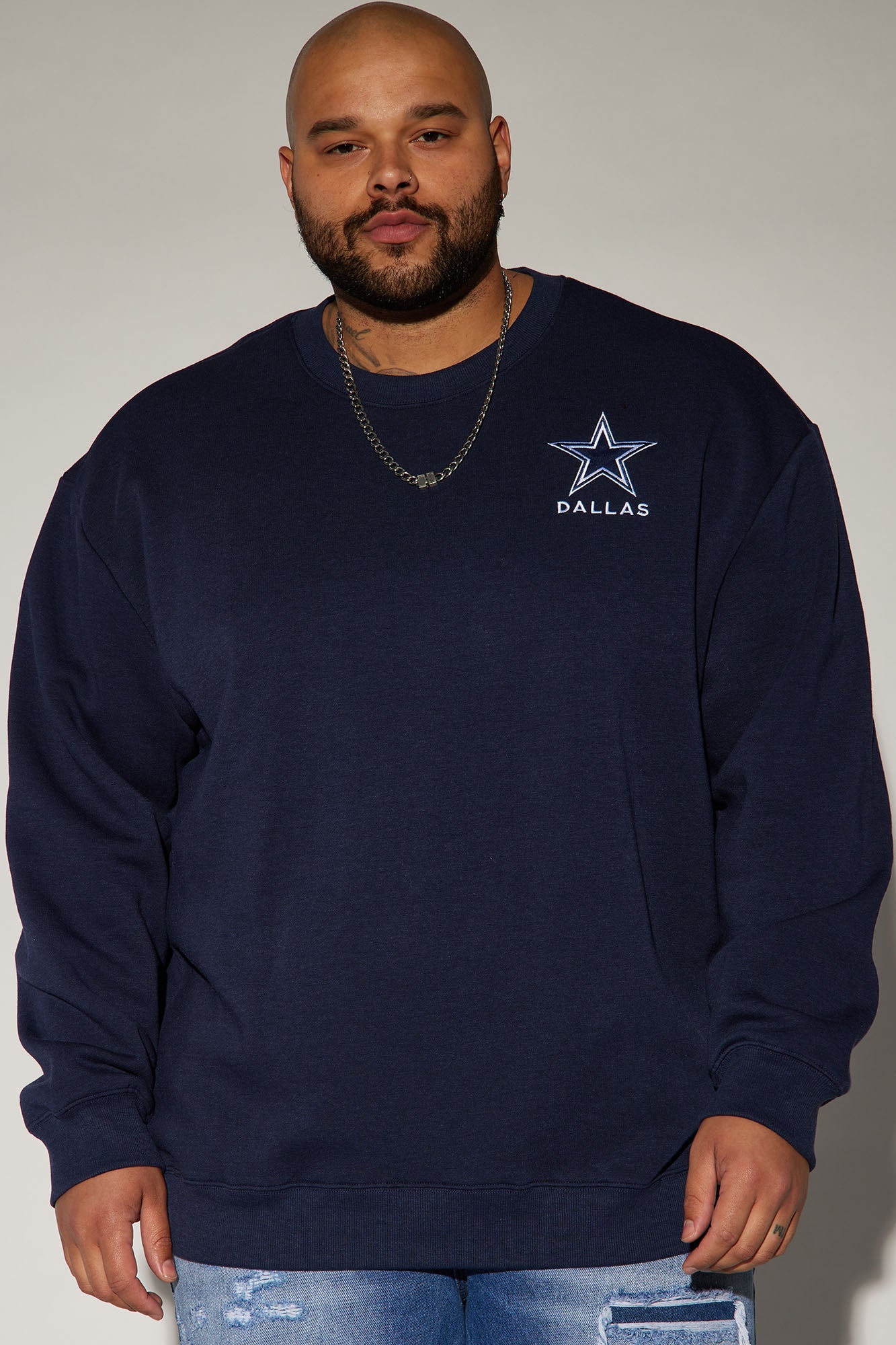Cowboys Higher Education Fleece Crew Neck Sweater - Navy/combo