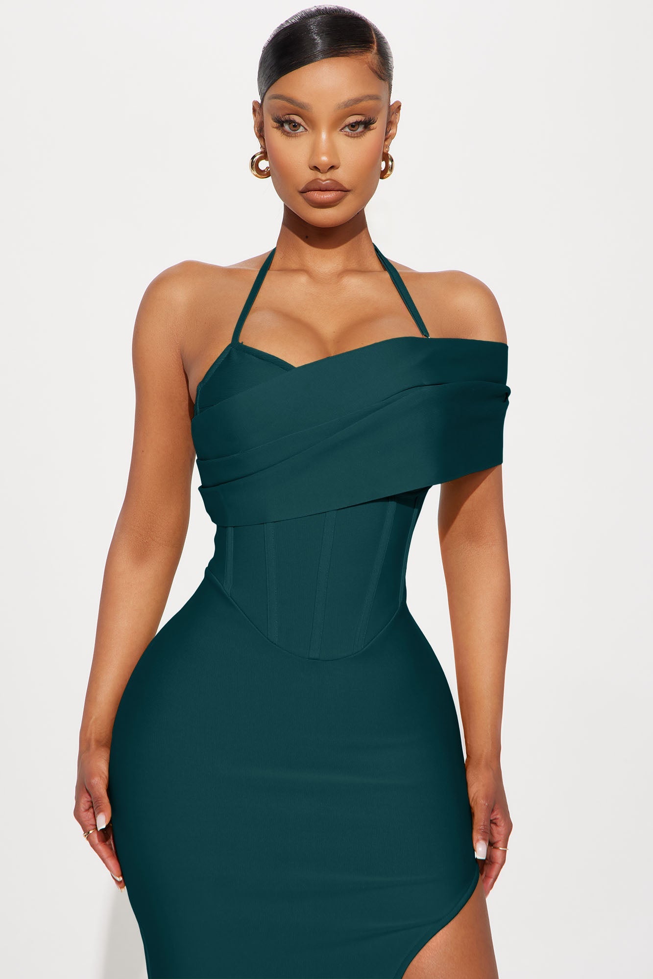 Kelly Ann Bandage Midi Dress - Teal