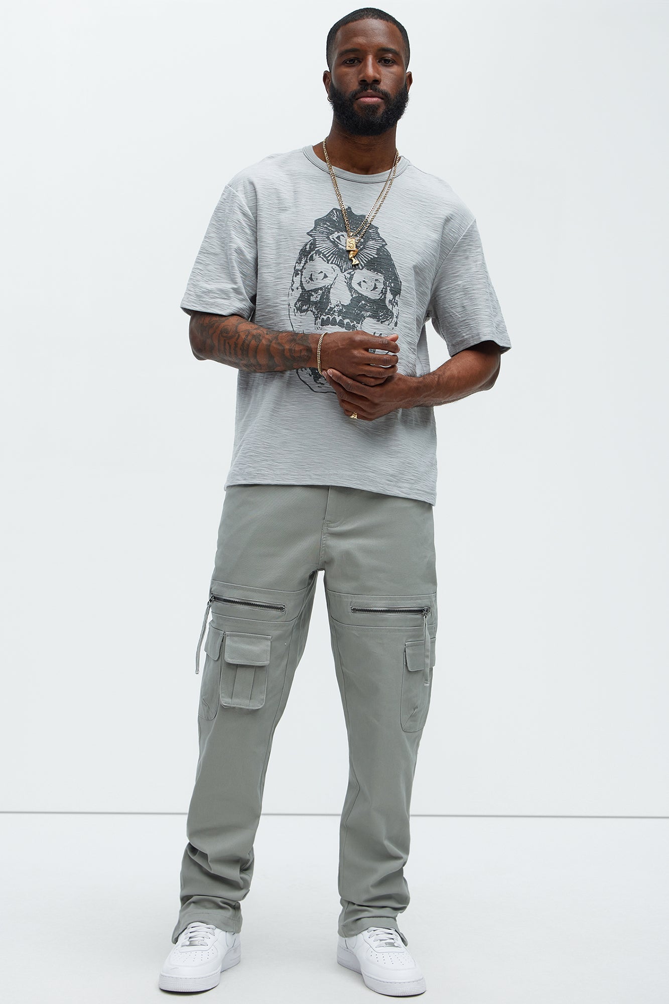 Camera Flash On Cargo Pants - Grey